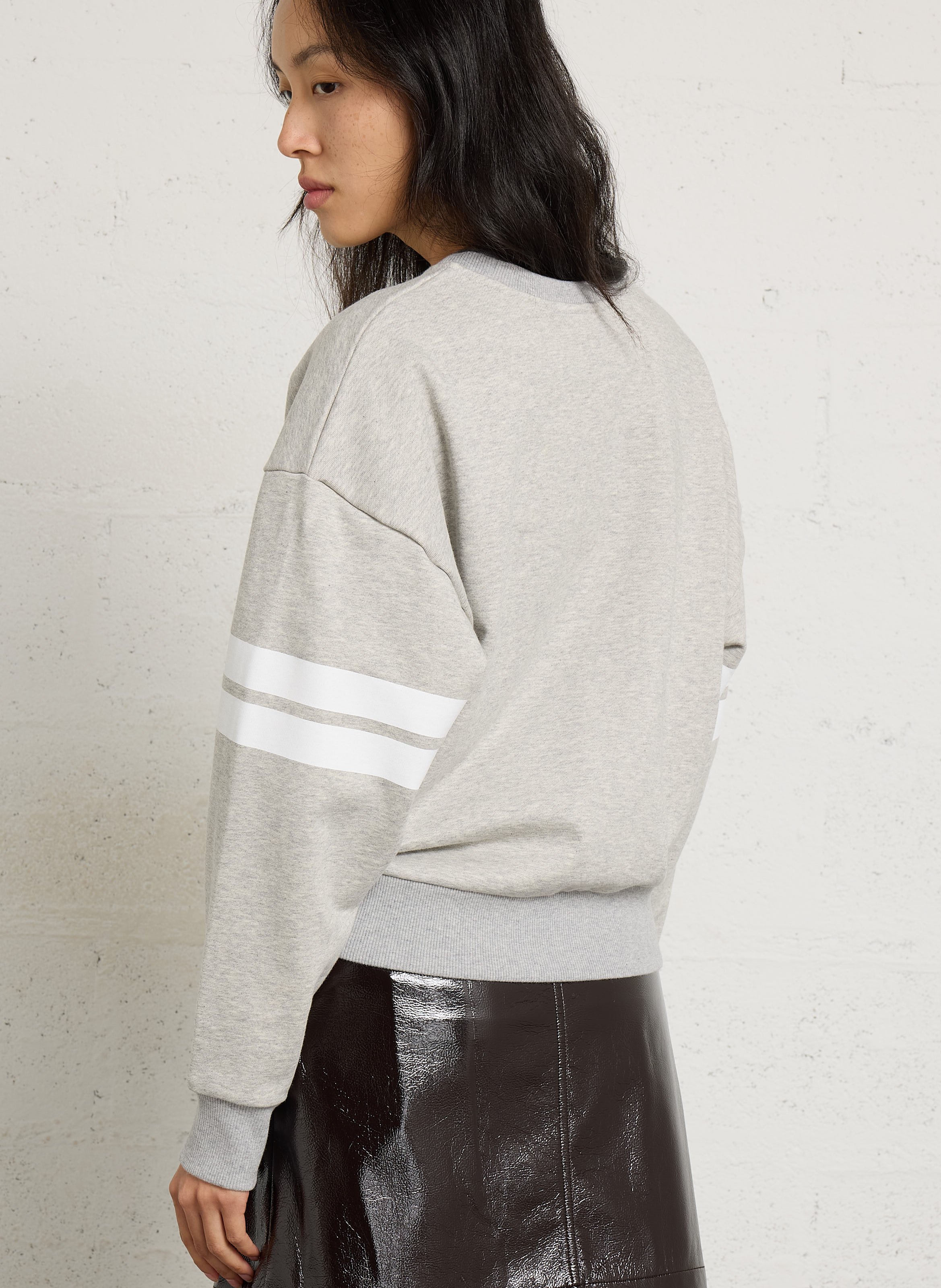 Wijde sweater met borduursel van katoen BERENICE Grijs