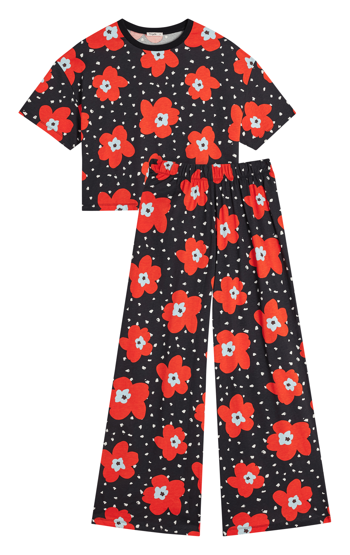 Ensemble de pyjama long ample imprimé WE ARE JOLIES Noir