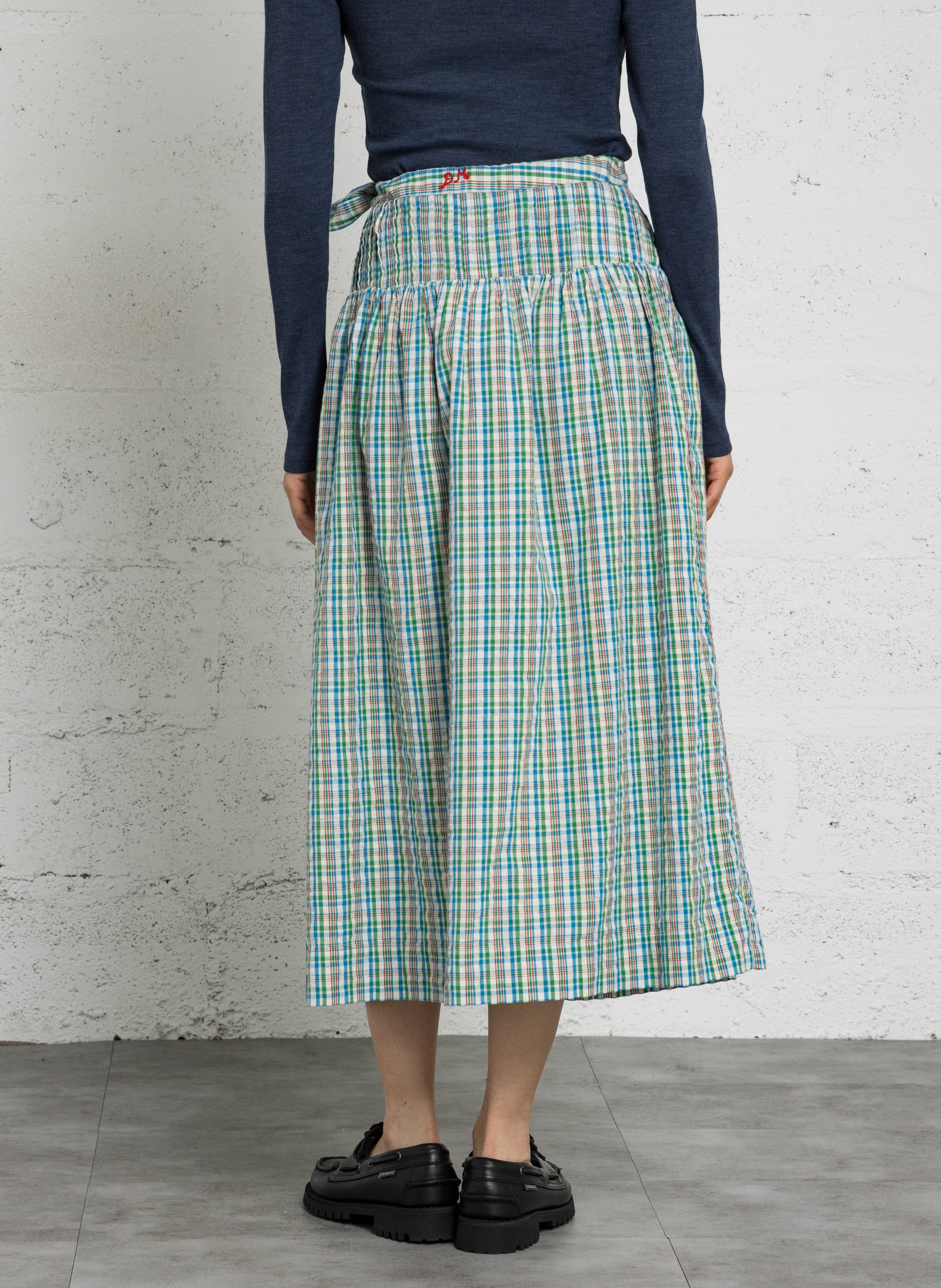 Jupe midi à carreaux en coton biologique DAMSON MADDER Multicolore