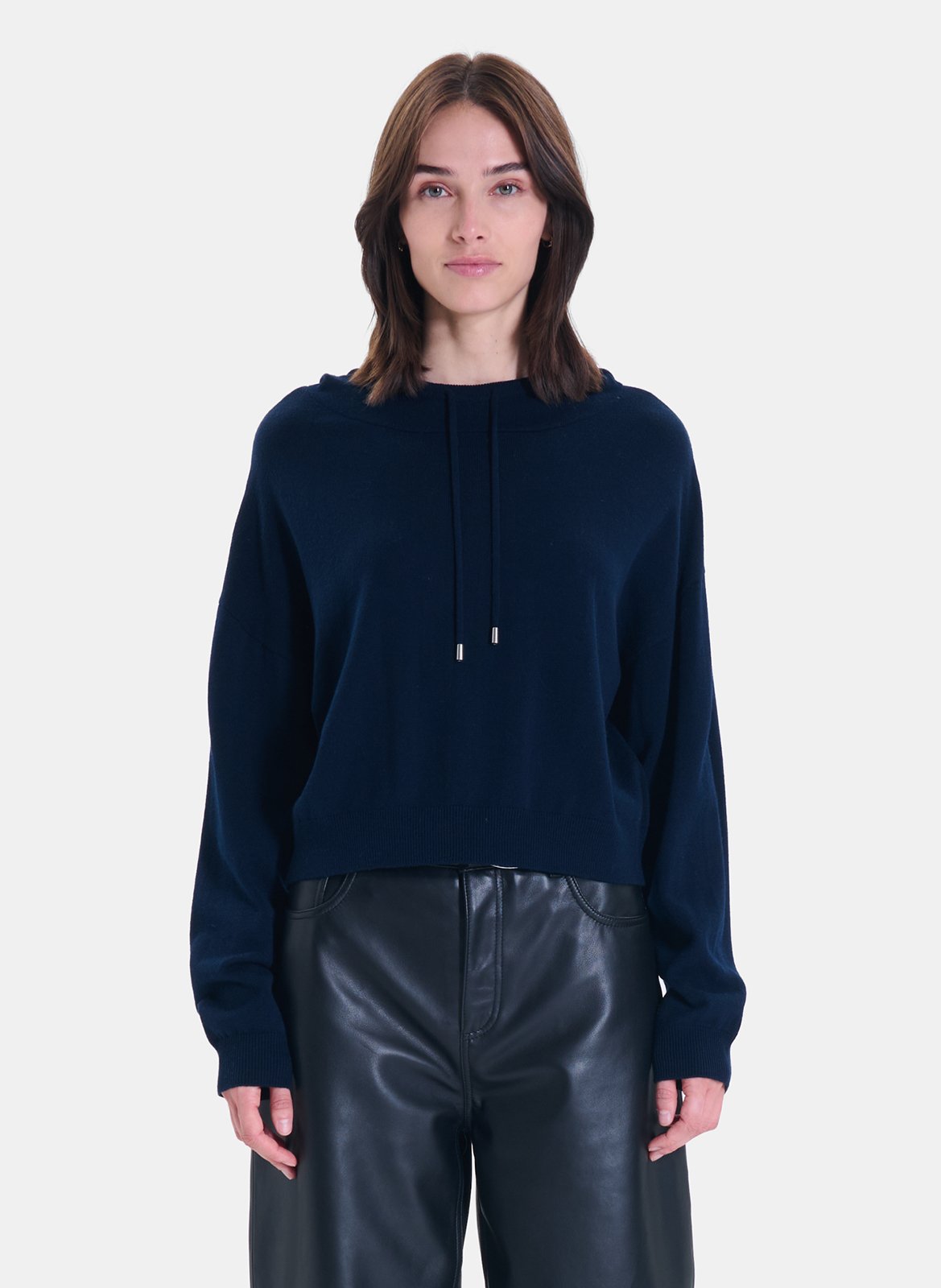 Pull ample à capuche en laine  ZAPA Bleu