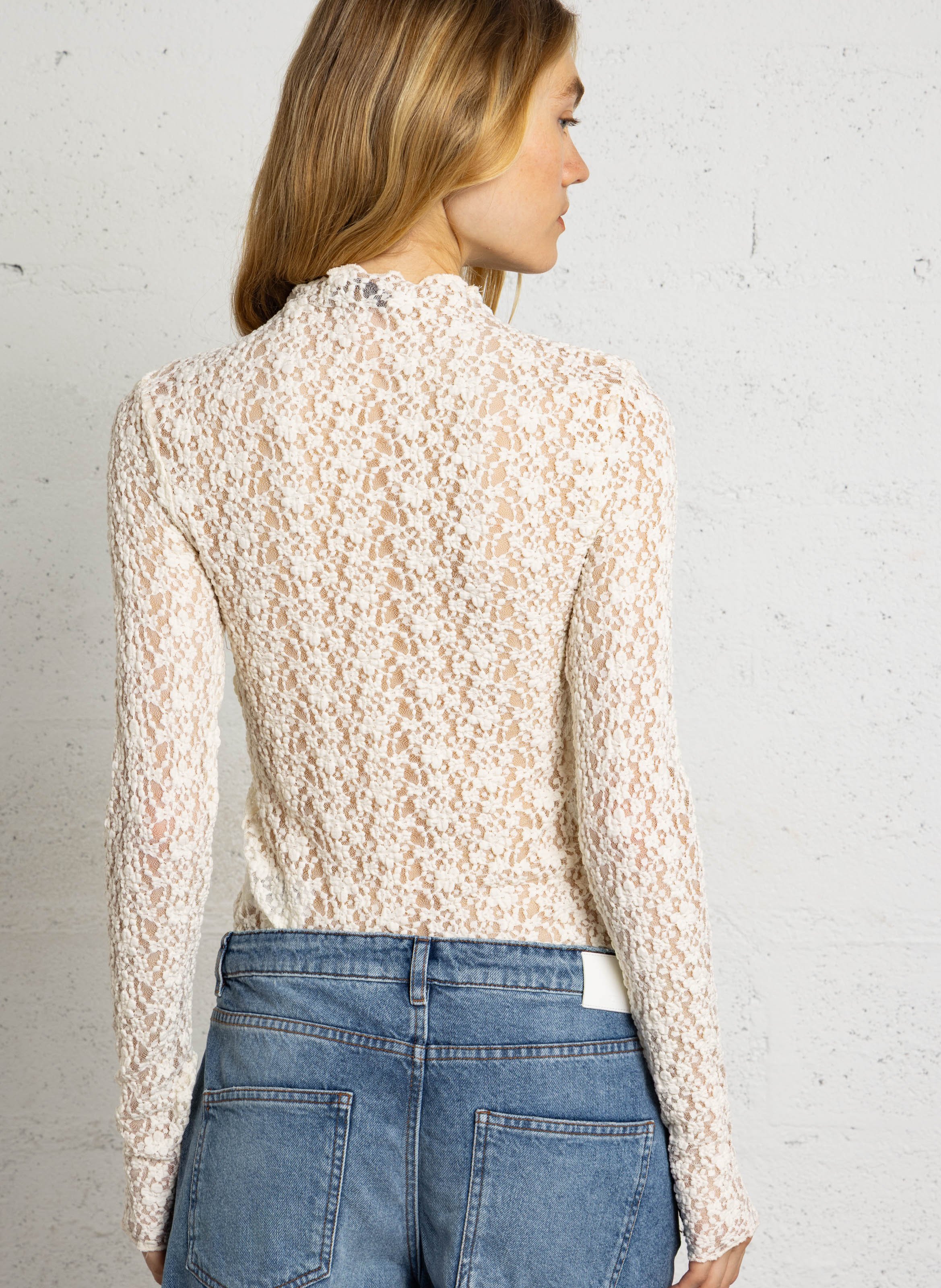 Top ajusté en dentelle JC SOPHIE Blanc
