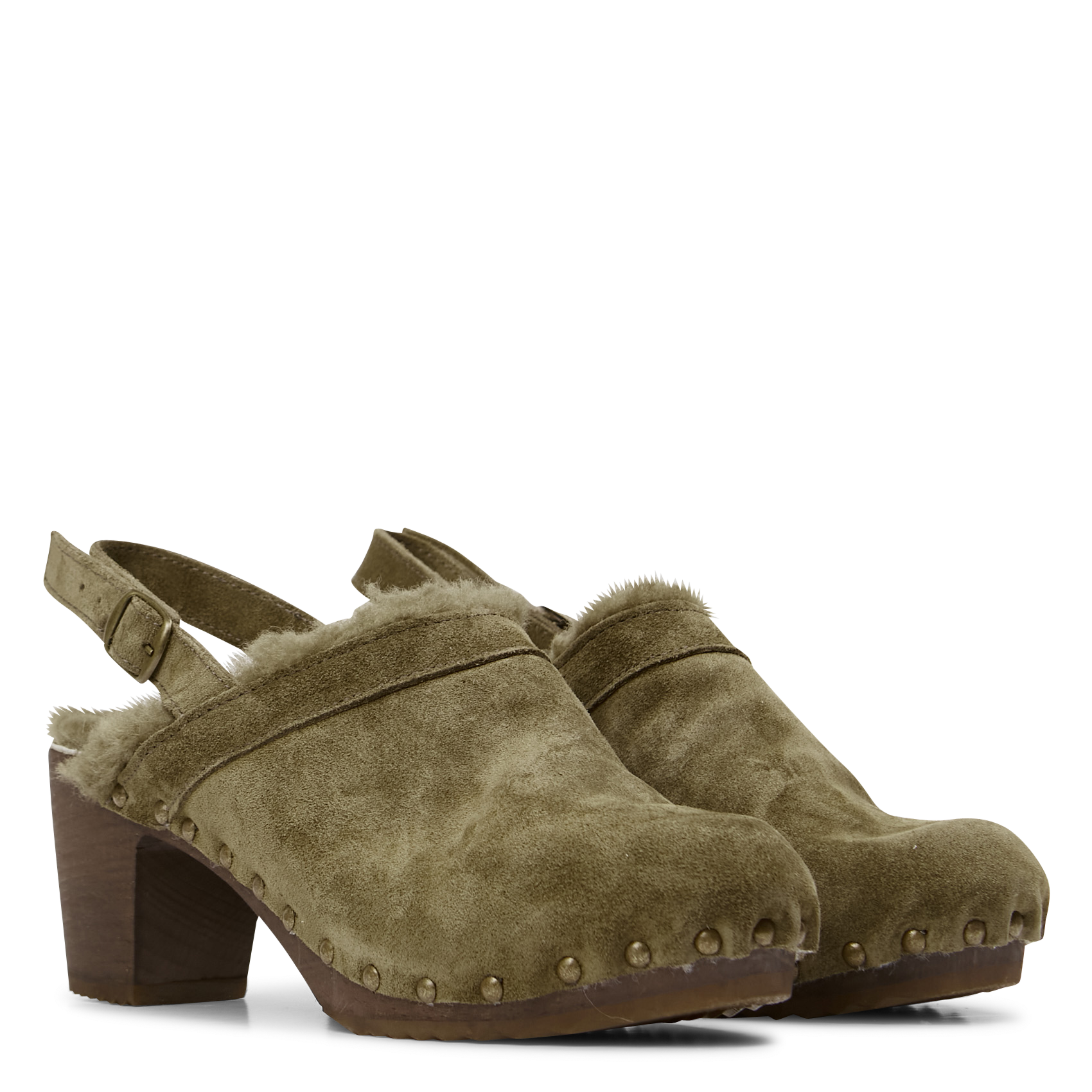 Fur-lined suede clogs BOSABO Beige