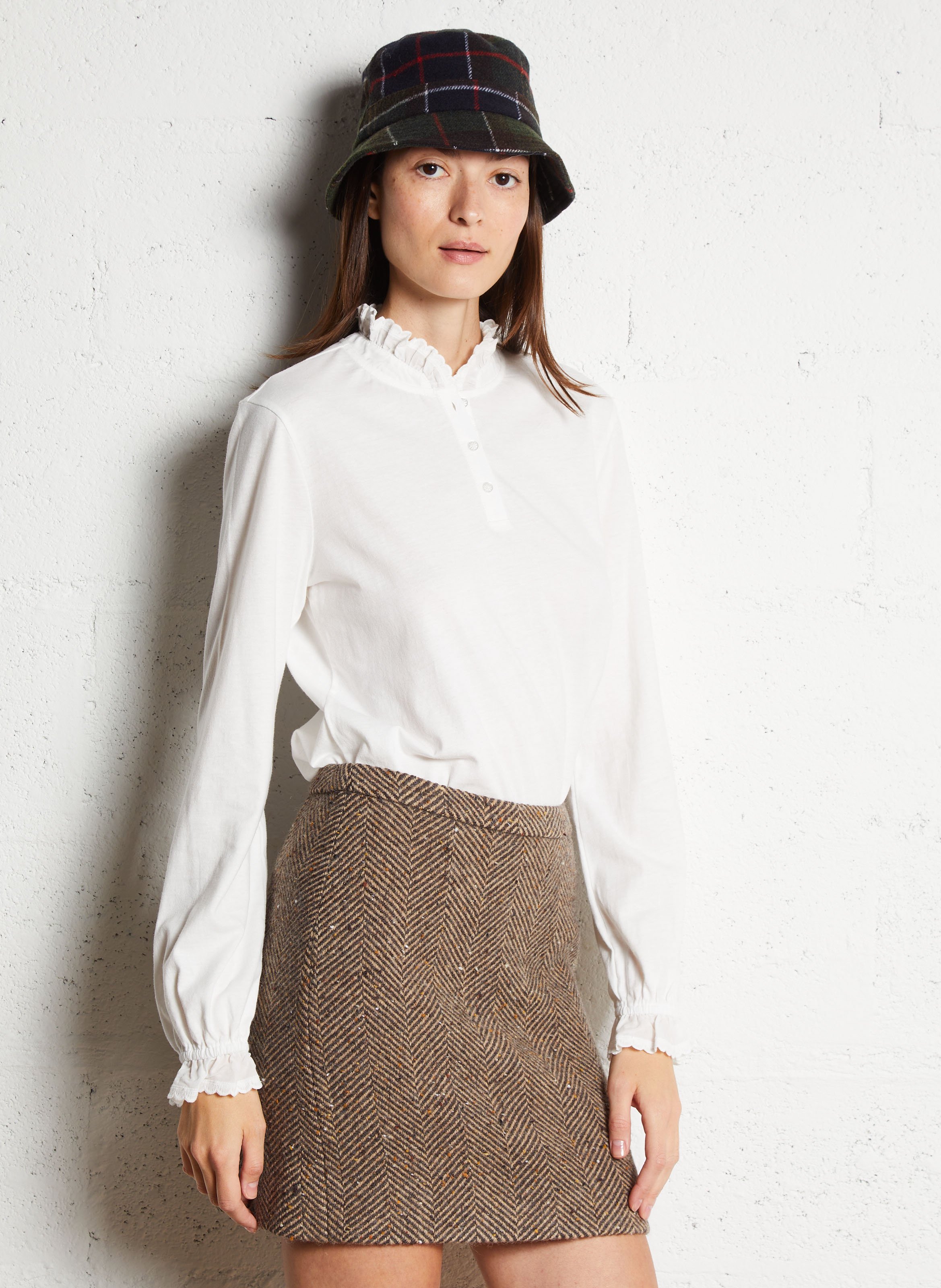 Saga wool-blend short skirt - Look 1