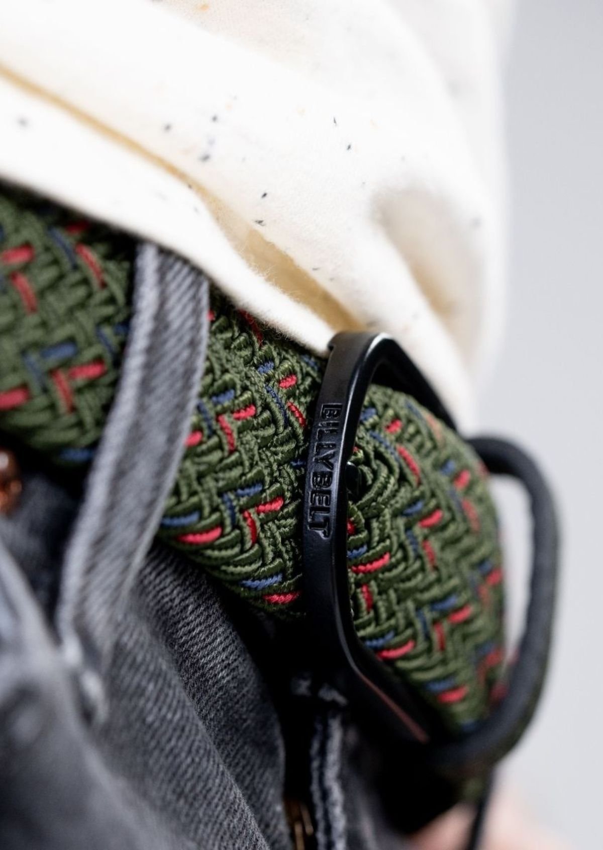 Multicolored braided elastic belt BILLYBELT Green