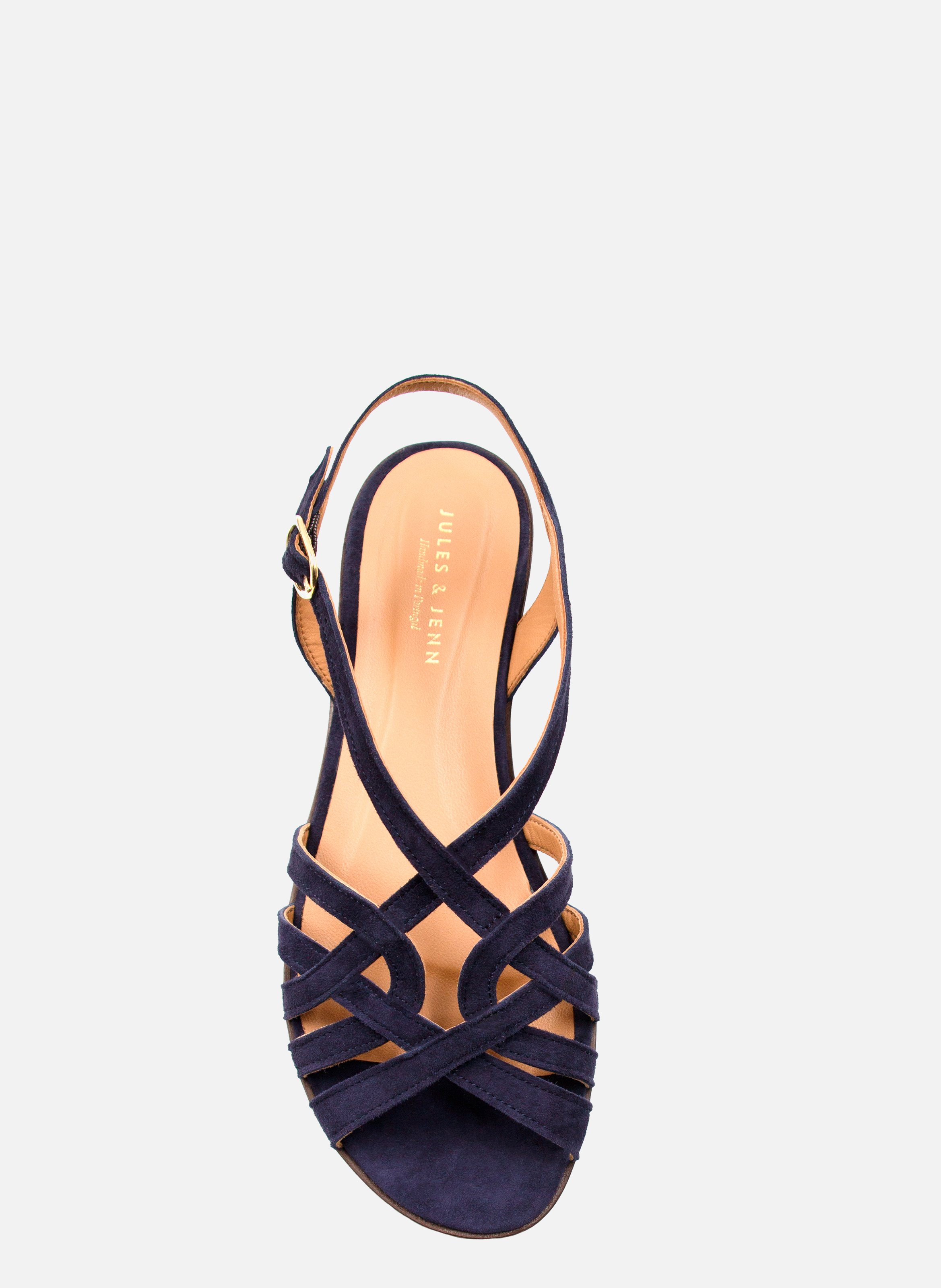 Flat suede leather strap sandals JULES & JENN Blue