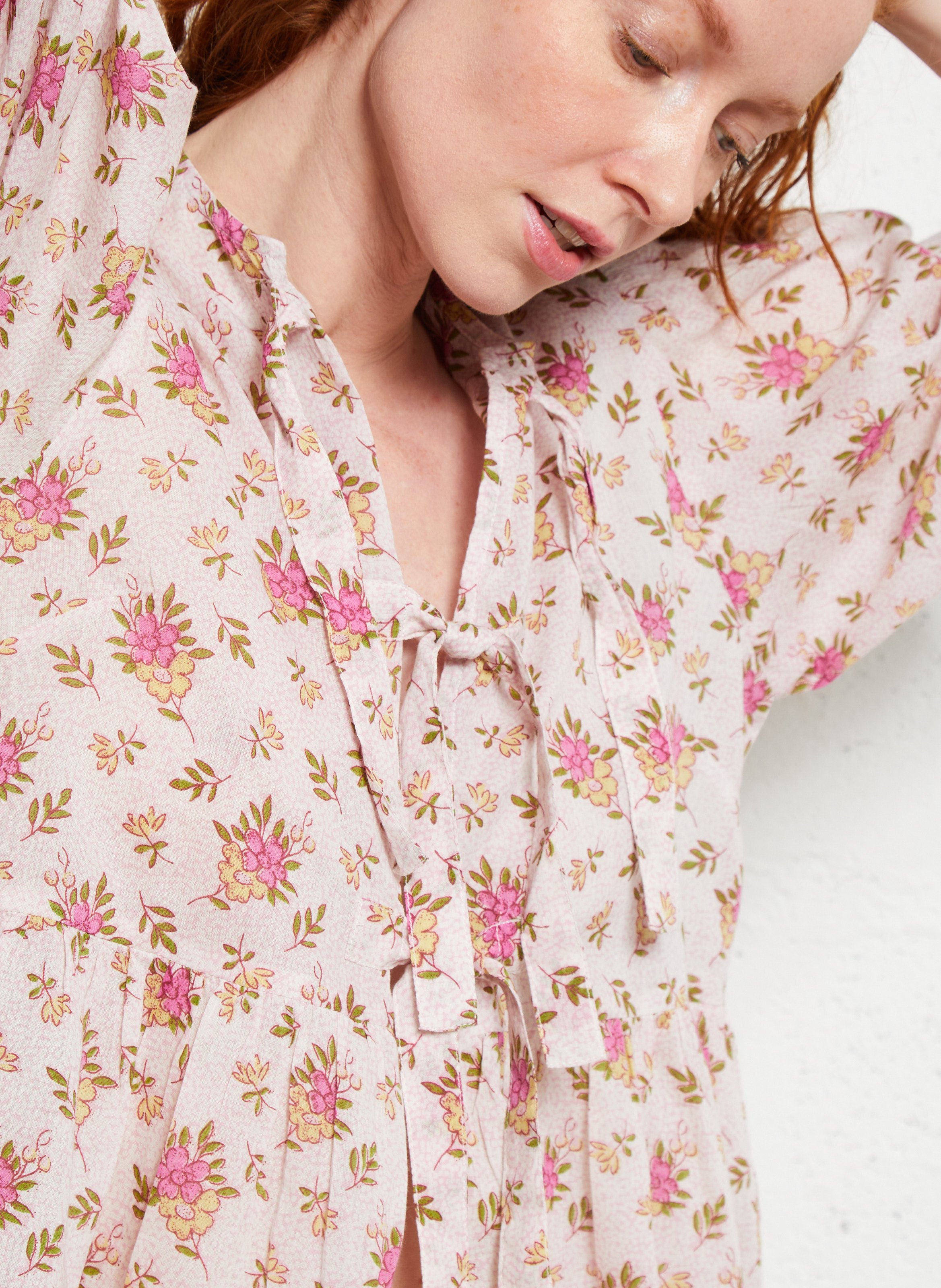 Baumwollbluse mit Rundhalsausschnitt ANTIK BATIK Rosa