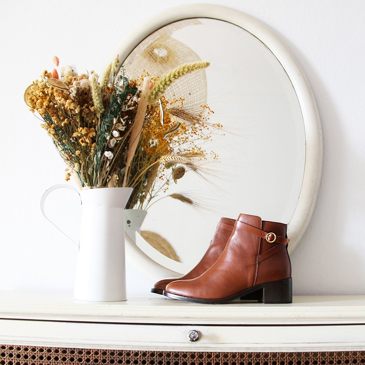 Leather riding mid-calf boots JULES & JENN Brown