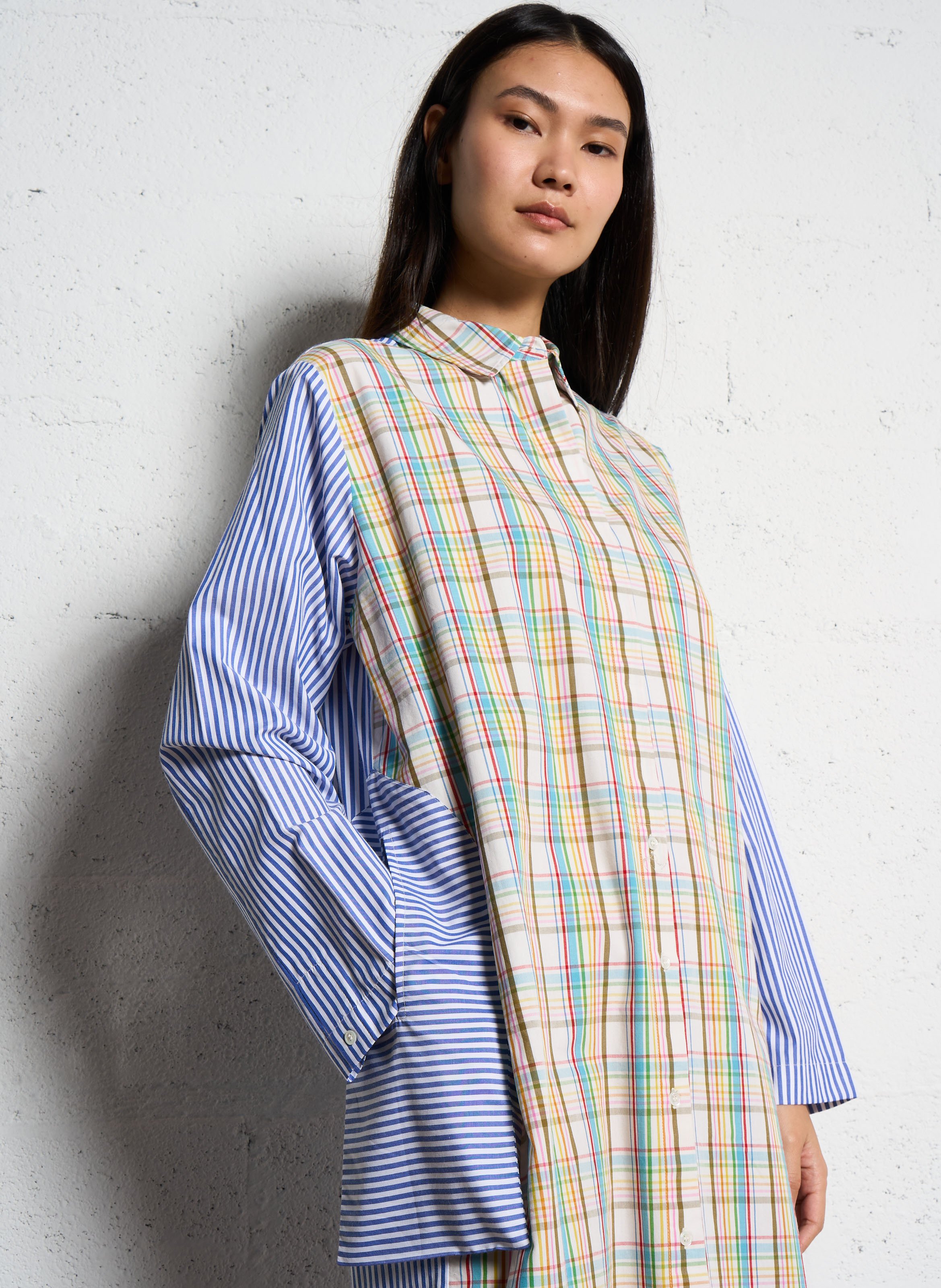 Patchwork long cotton dress V DE VINSTER Blue