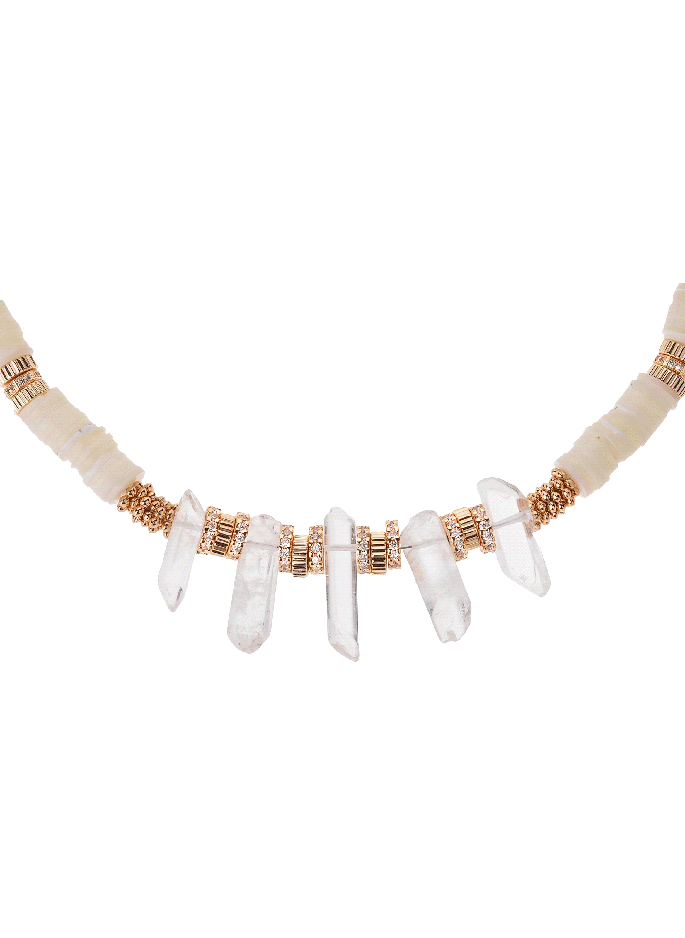 Adjustable necklace with pearls and stones HIPANEMA White