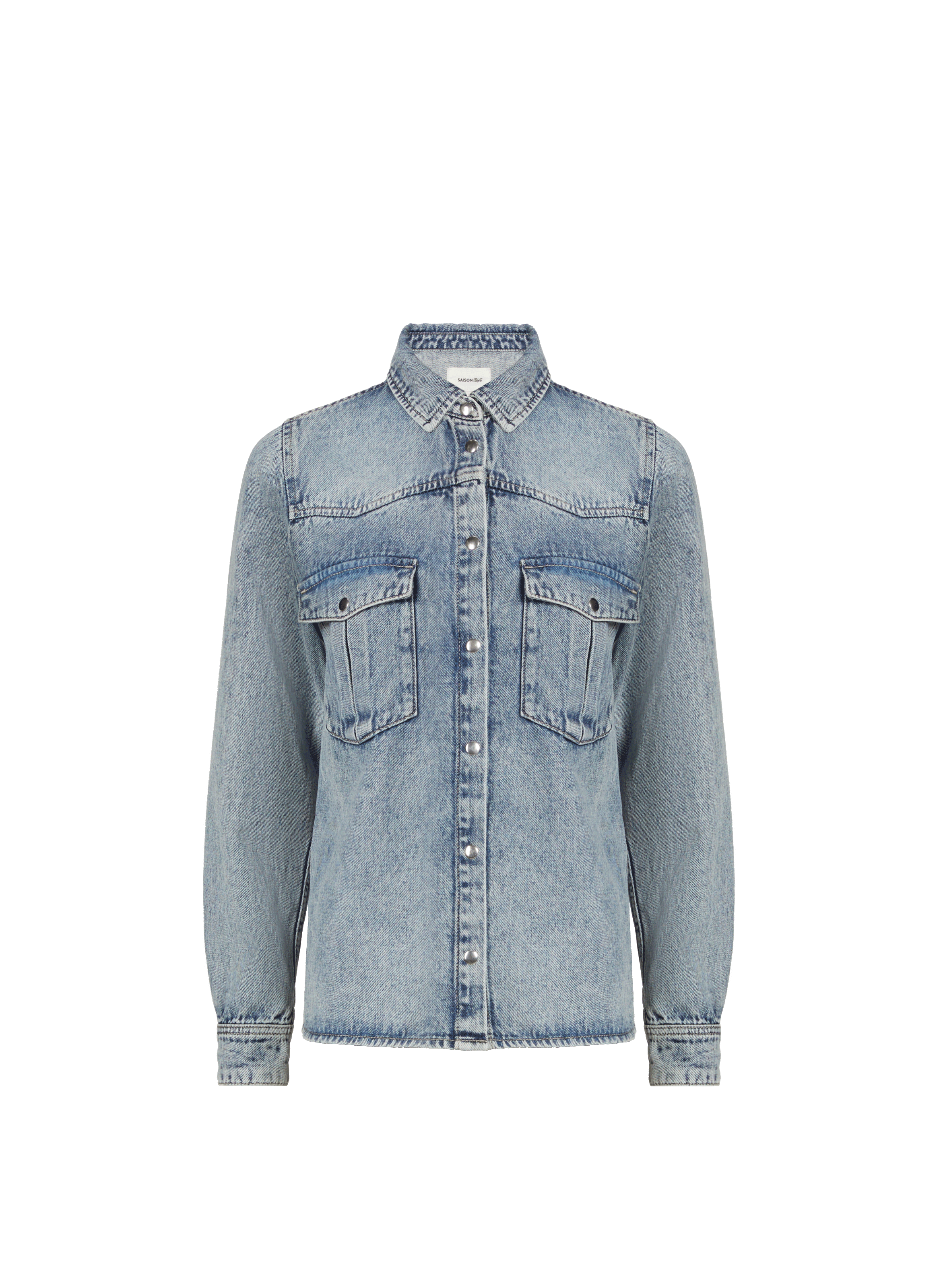 Chemise droite en jean délavé SAISON 1865 Bleu