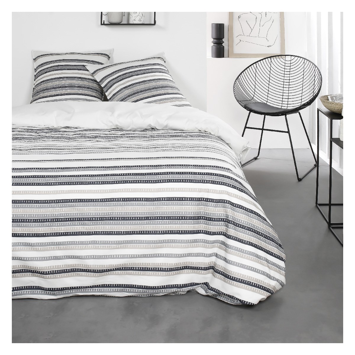 Printed cotton bedding set TODAY LINGE DE MAISON White