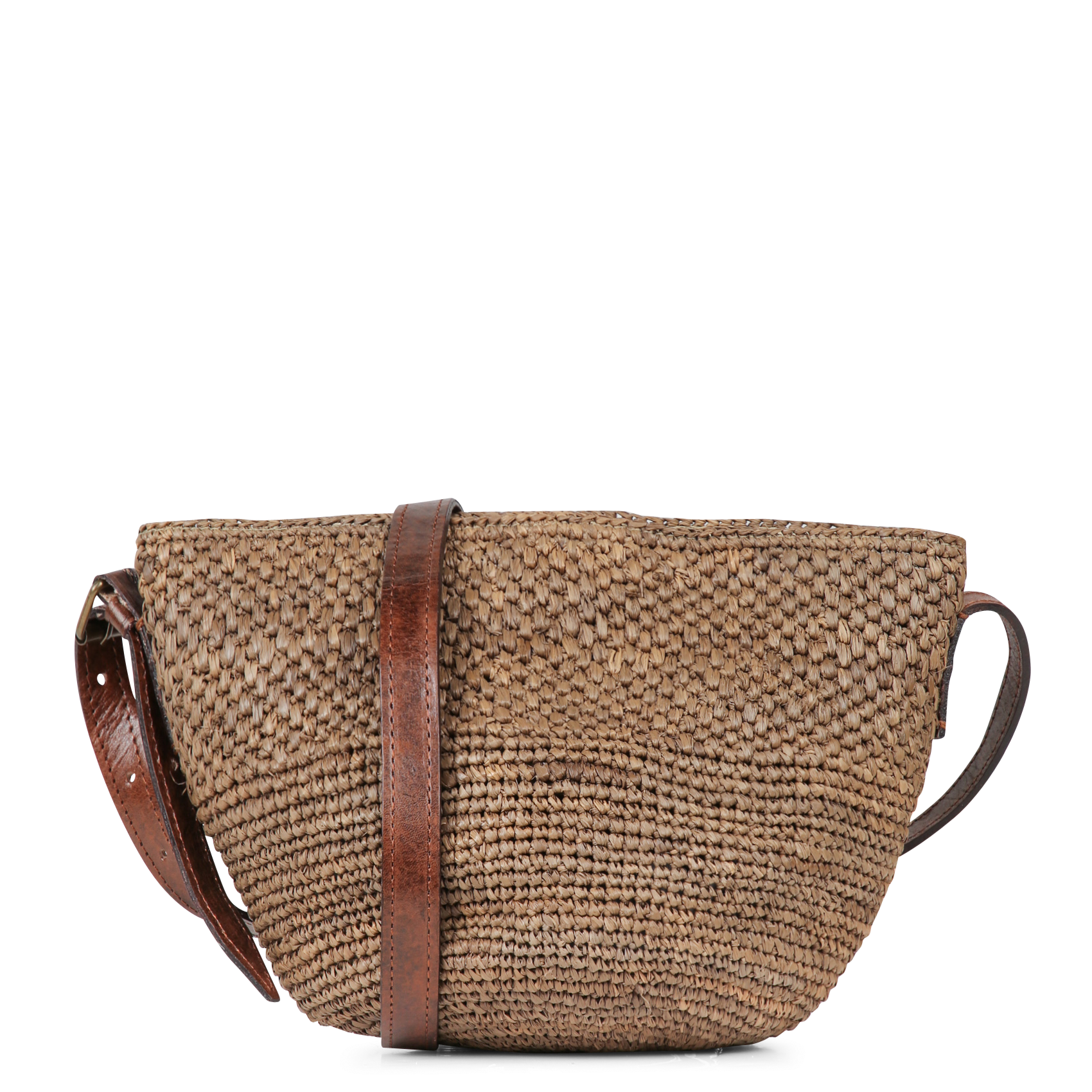 Raffia bucket shoulder bag IBELIV Brown