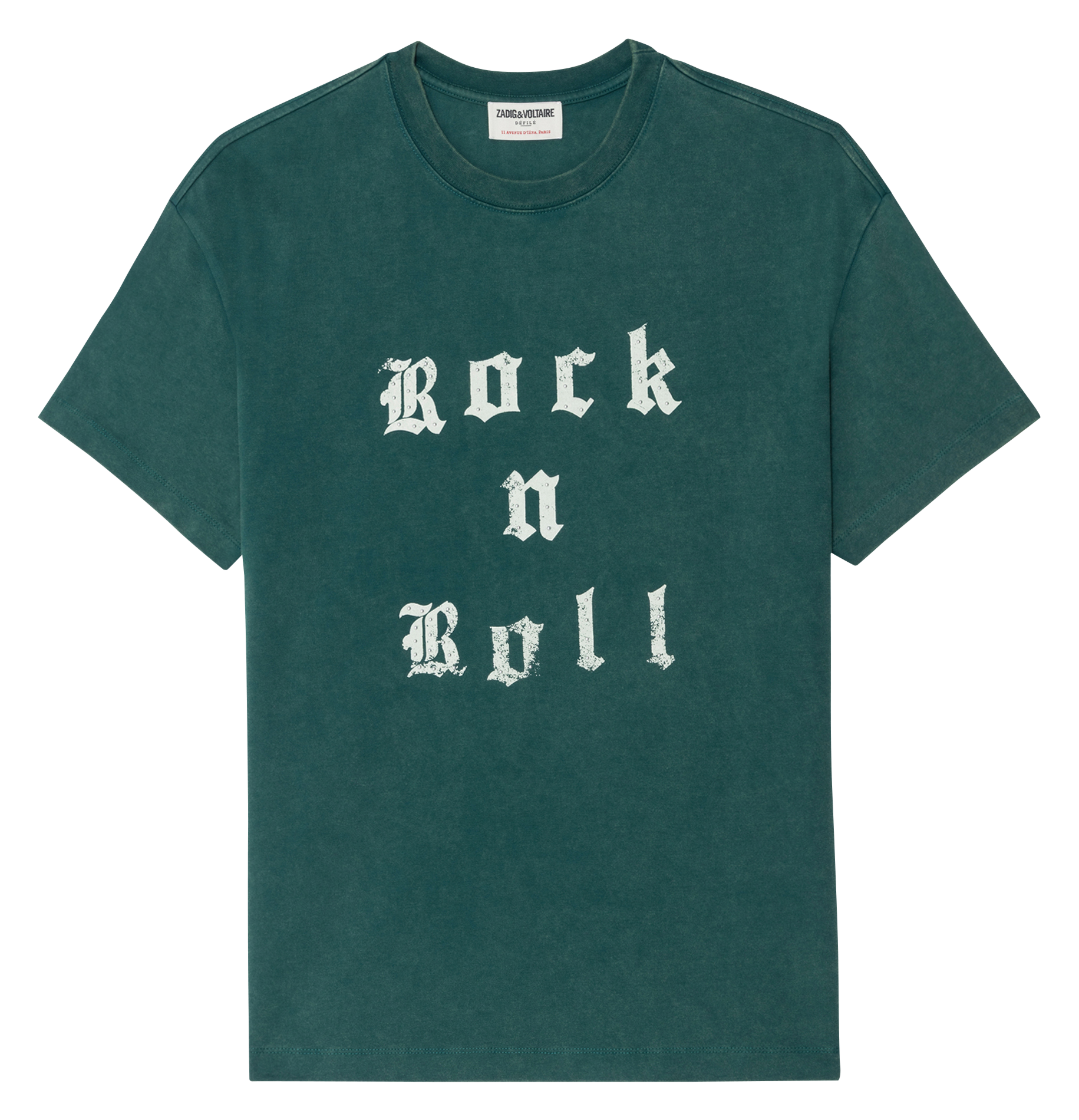 Tee-shirt ample col rond sérigraphié en coton ZADIG&amp;VOLTAIRE Vert