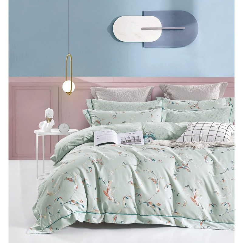 Parure de couette "imprimé double face" percale pur coton peigné 80 fils/cm²  pour lit 160 à 180 king size COTON PUR