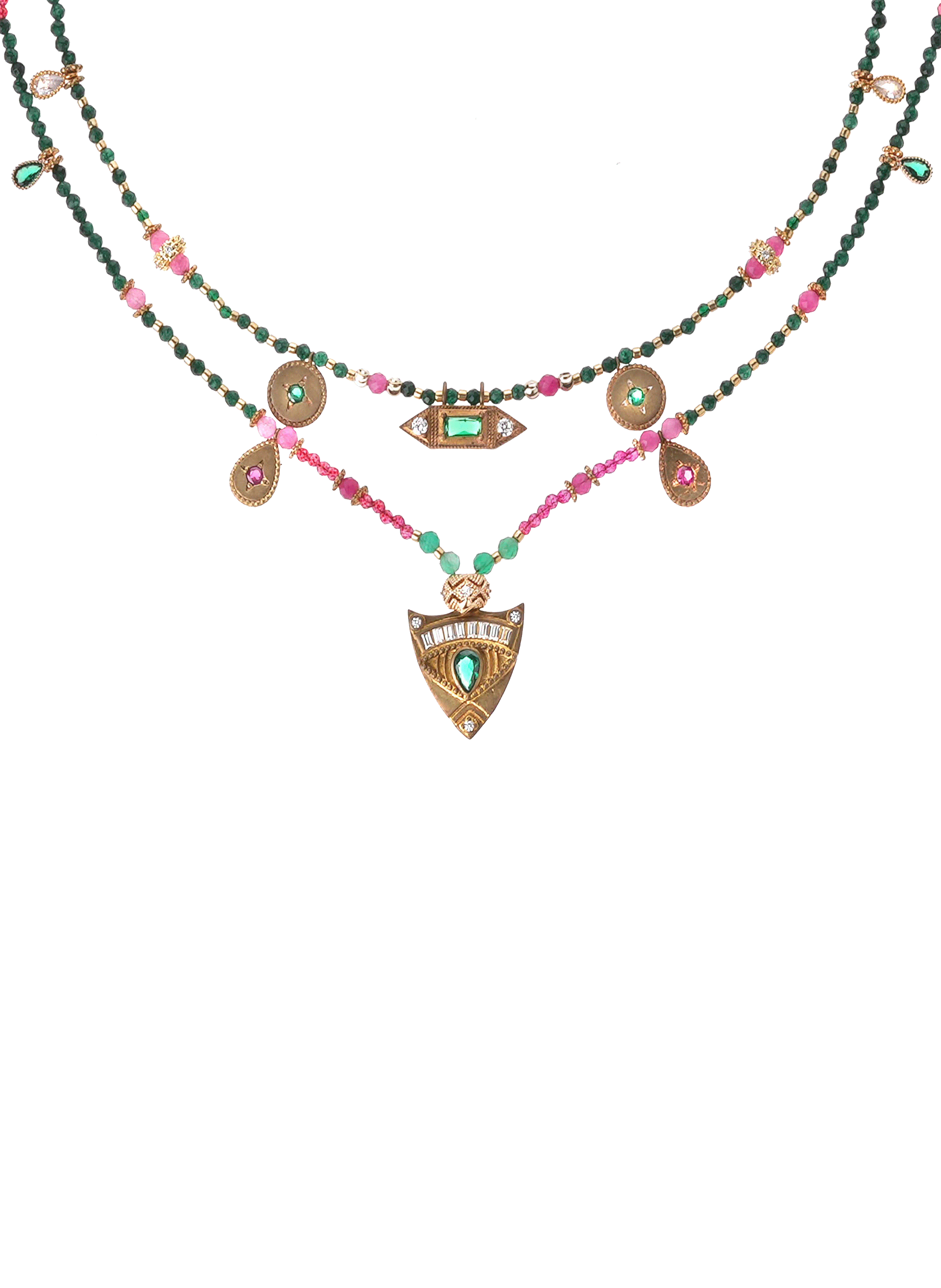 Multilayer pearl and charm necklace HIPANEMA Pink