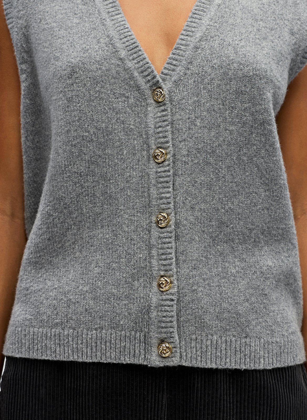 Vest met V-hals in biologisch katoenmengsel OBJECT Grijs