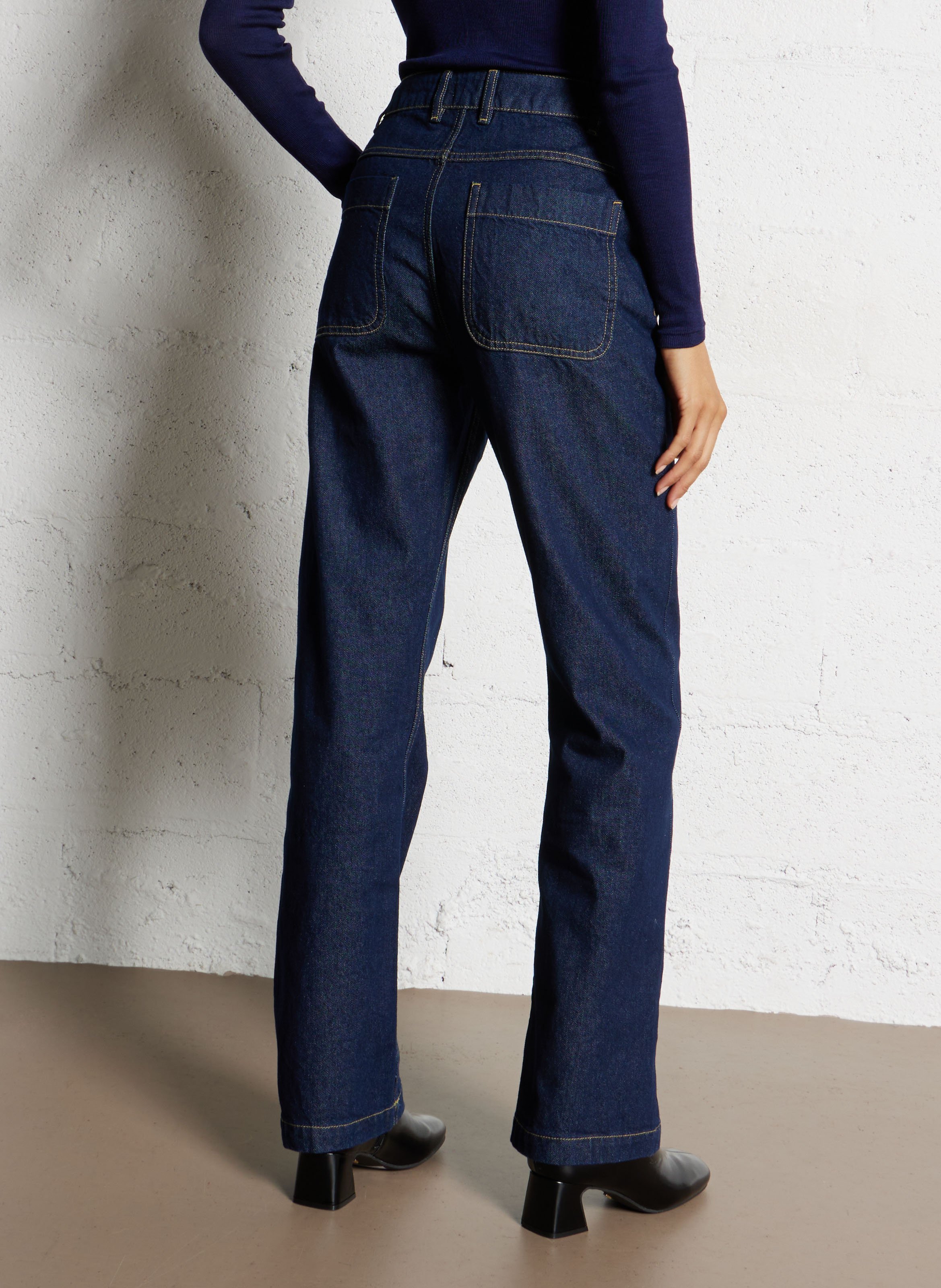 High-rise flared cotton jeans ARMOR LUX Blue