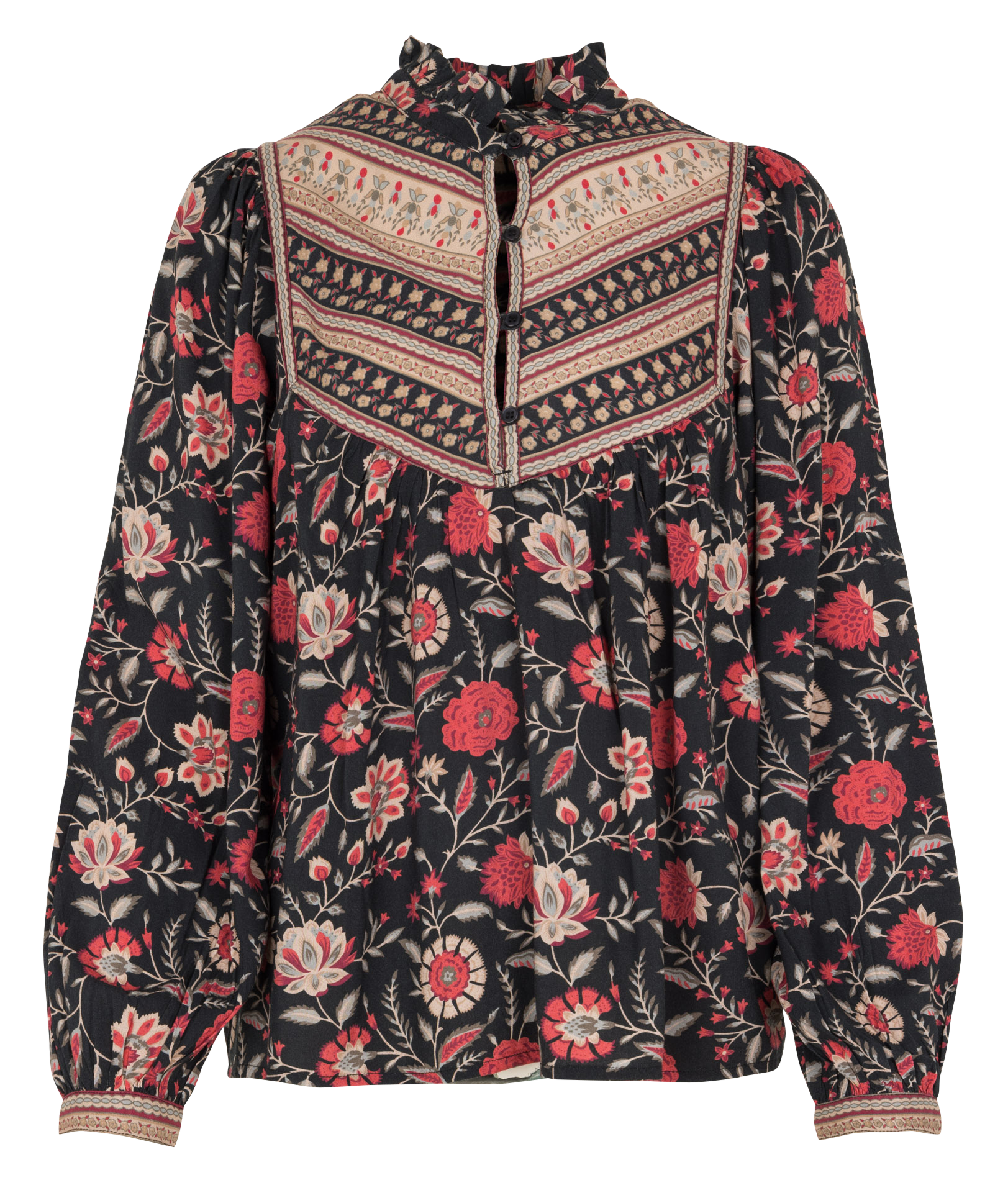 Printed Victorian collar blouse PETITE MENDIGOTE Black