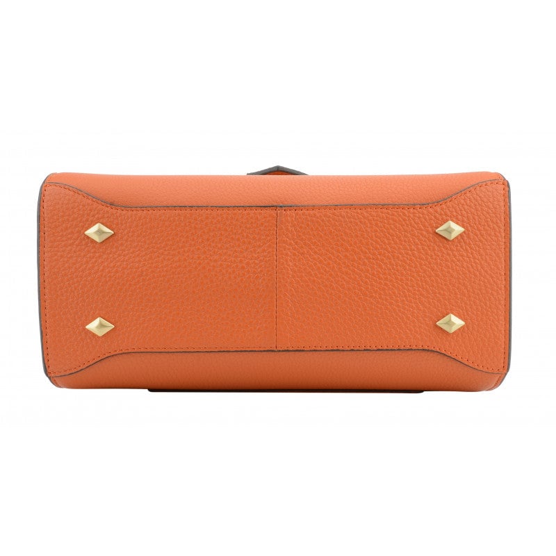 Handbag - grained calf leather POURCHET Orange