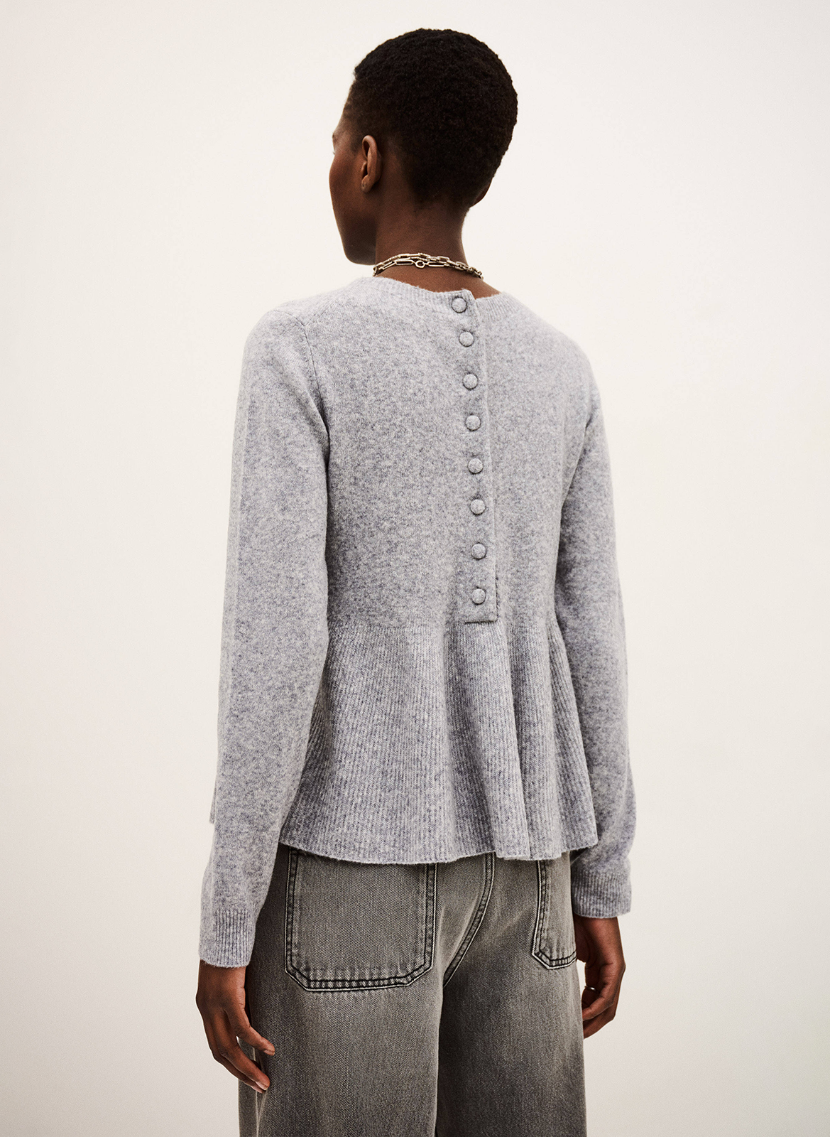 Effen trui van wolmix met lange mouwen en kant BA&SH Zwart