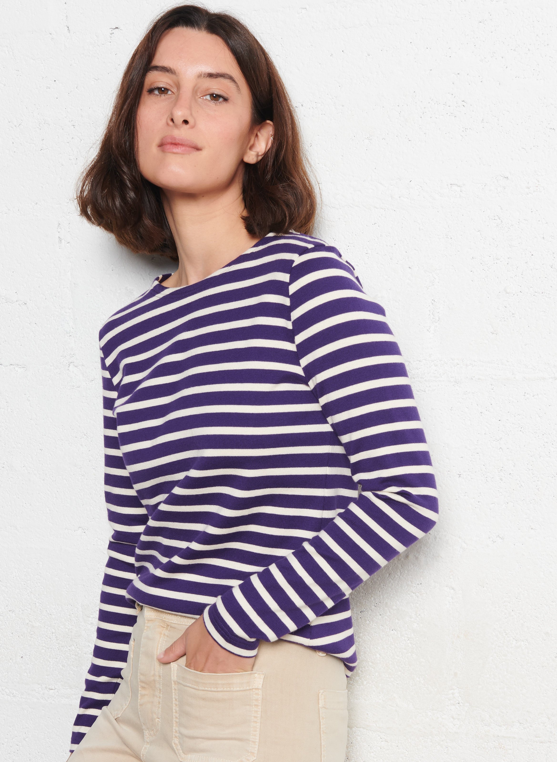 Tee-shirt col rond rayé en coton ARMOR LUX Bleu