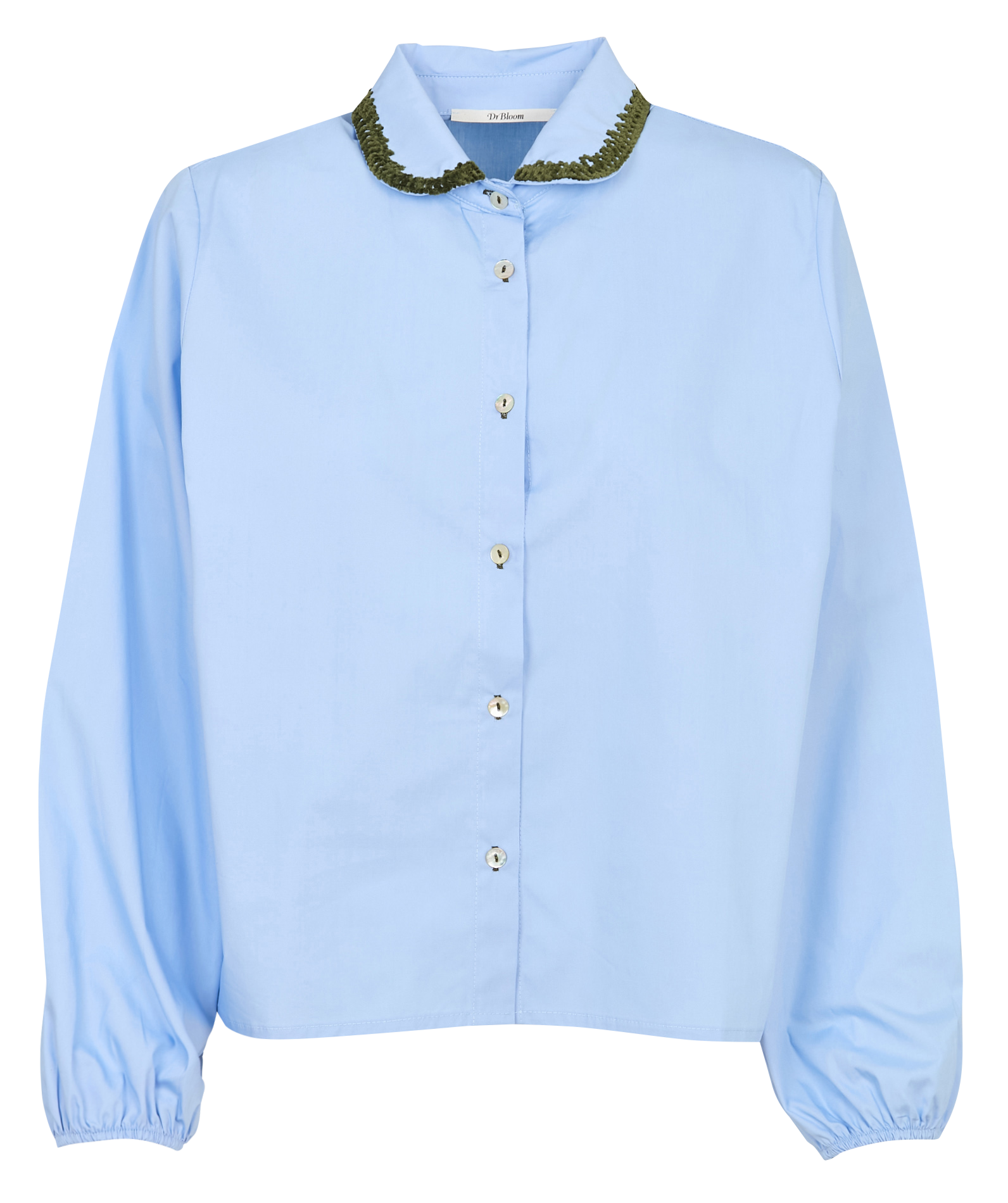 Chemise col claudine en coton DR BLOOM Bleu