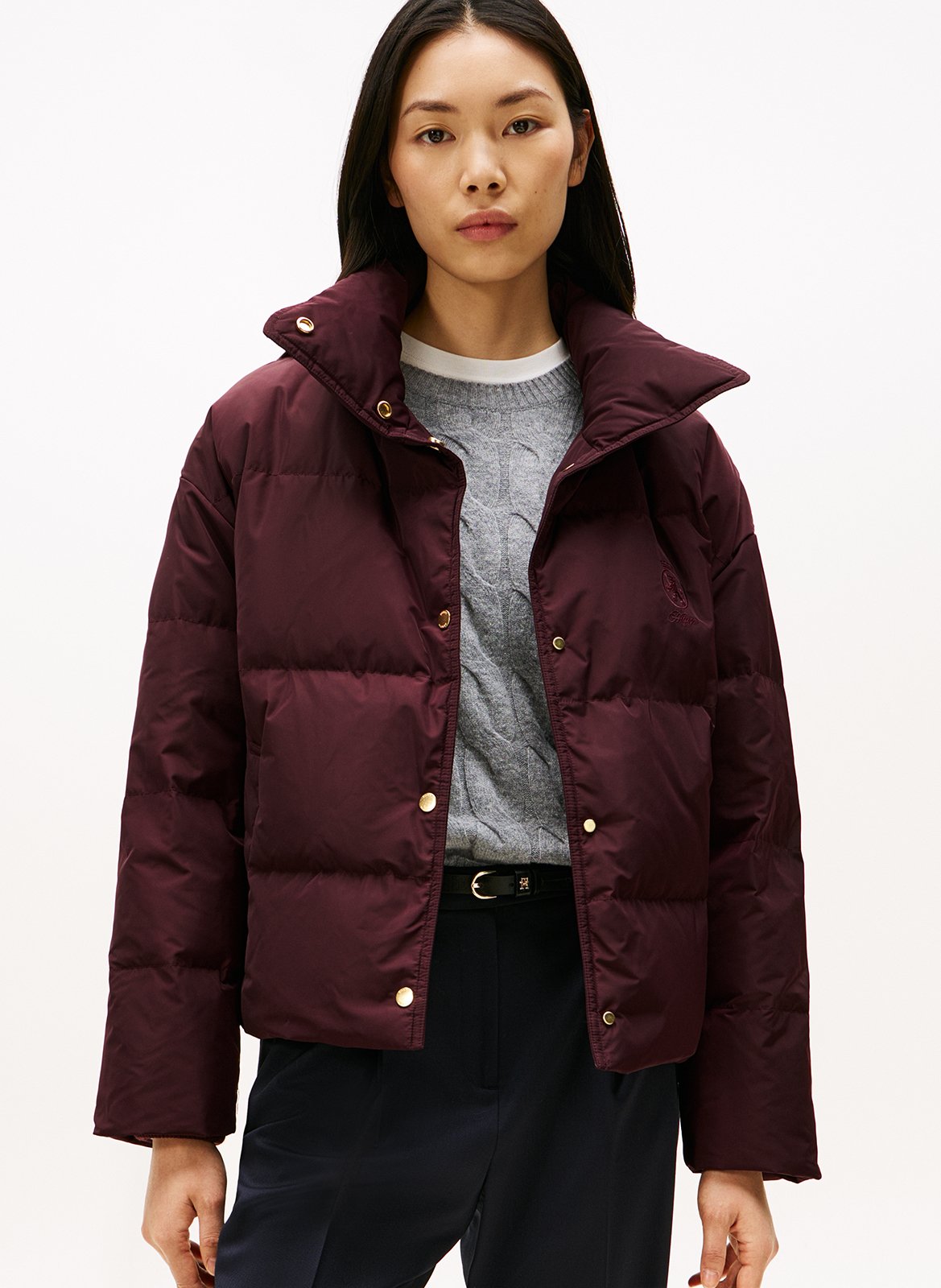 High-neck padded jacket TOMMY HILFIGER Plums
