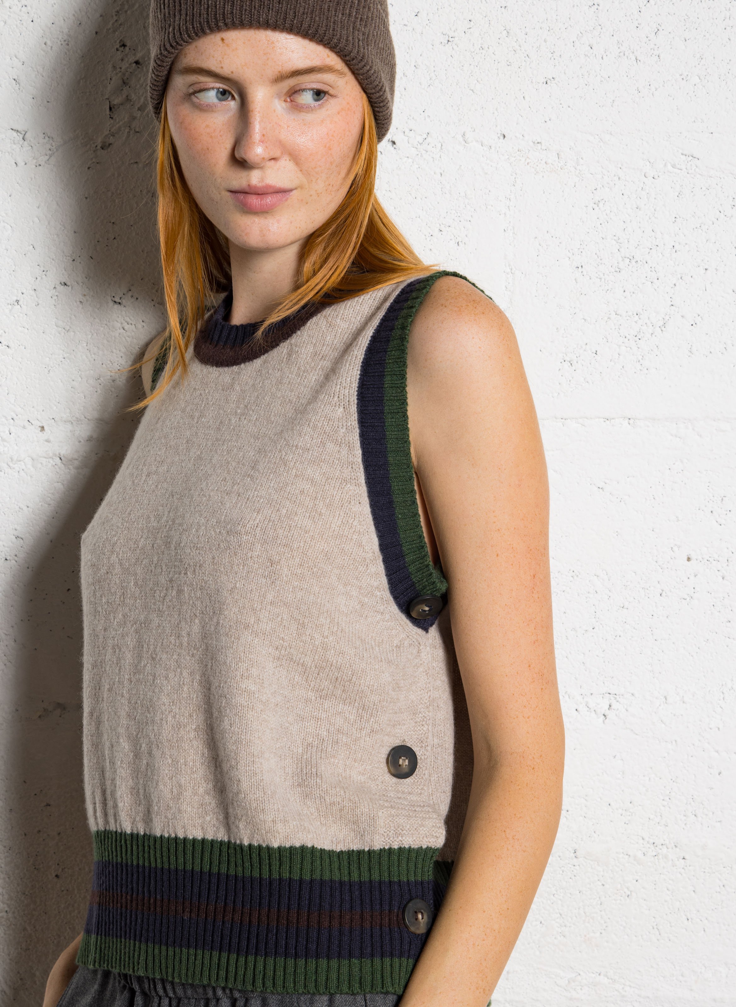 Pull droit col rond en laine DIEGA Beige