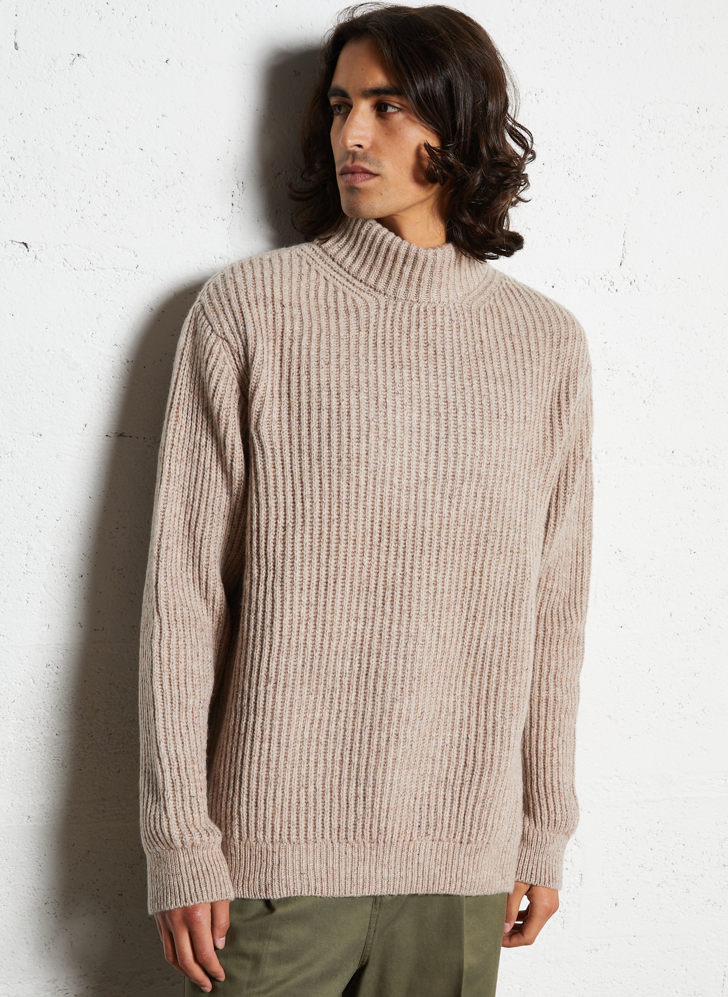 Oversize high-neck sweater SOLID Beige