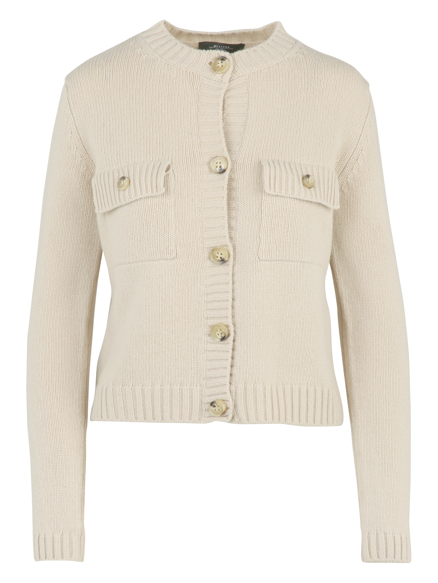 Straight round-neck wool cardigan MAX MARA WEEK END Beige