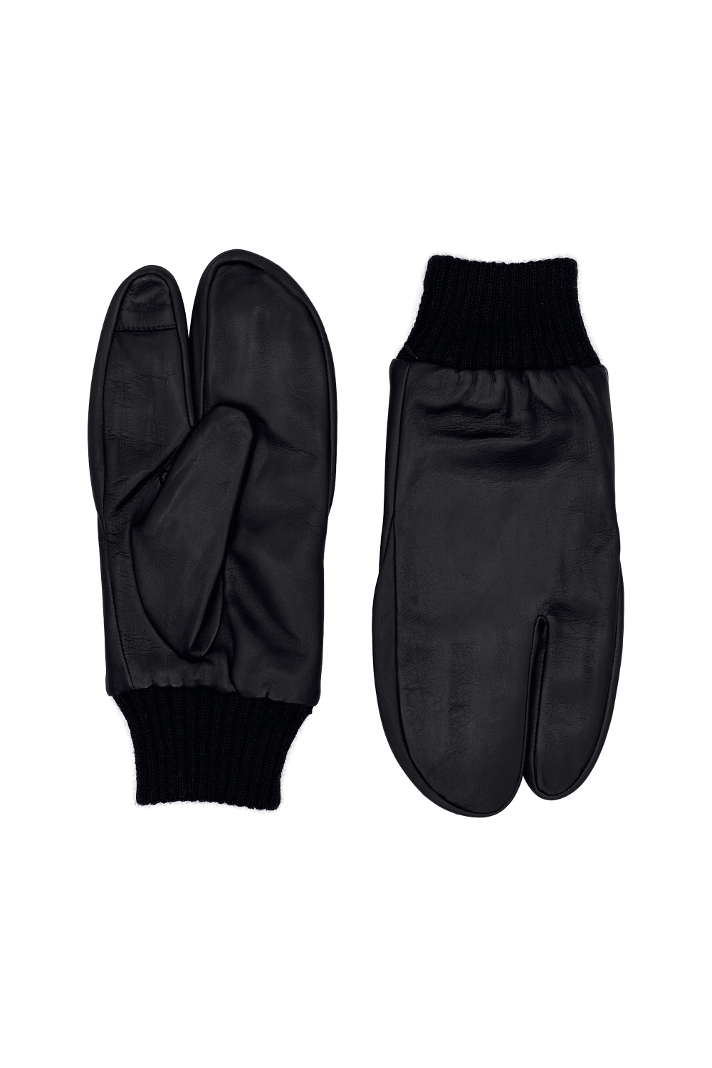 Sakura leather gloves lined with rabbit fur AGNELLE Black