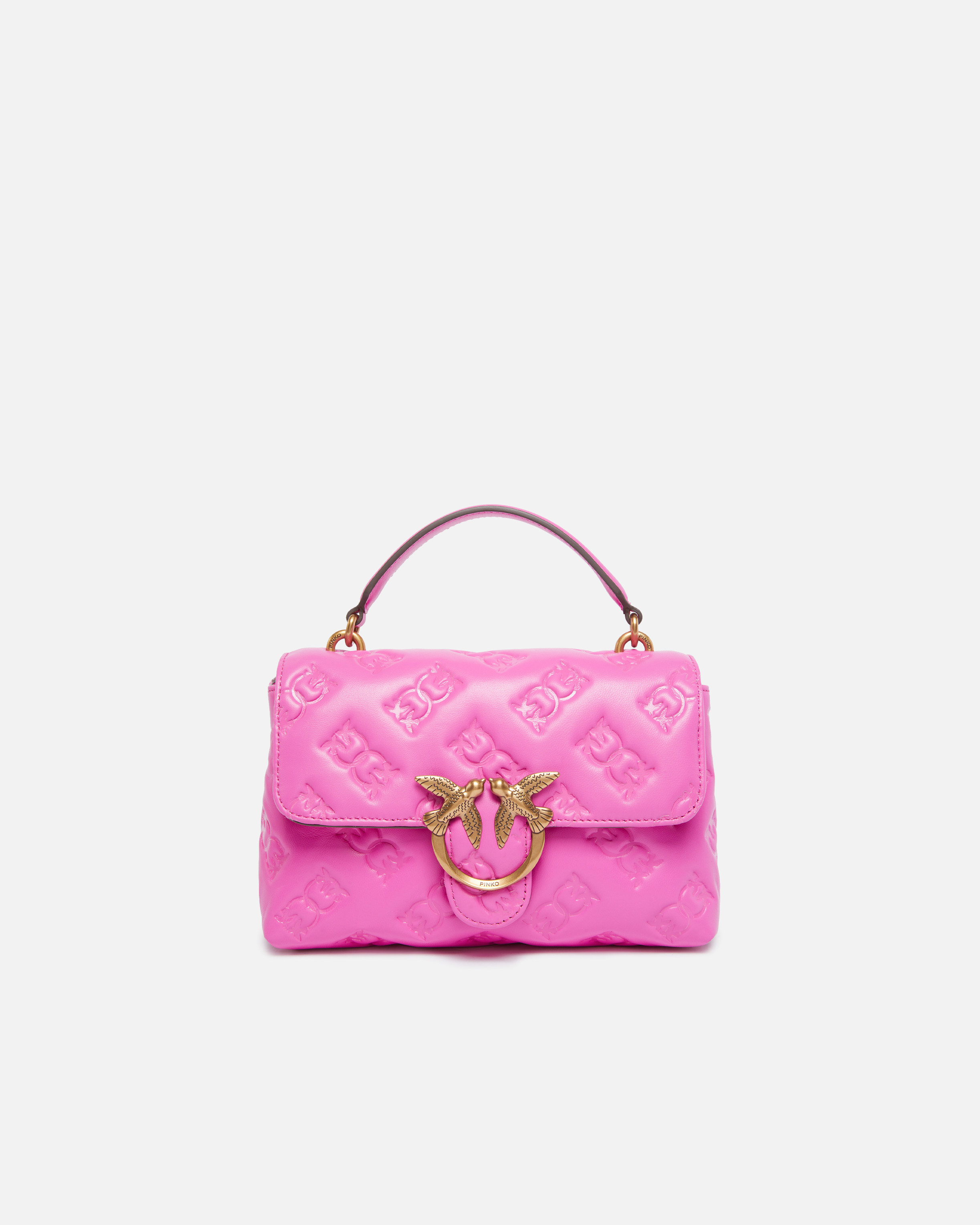 Mini sac à bandoulière love bag puff en cuir nappa logoté PINKO Rose
