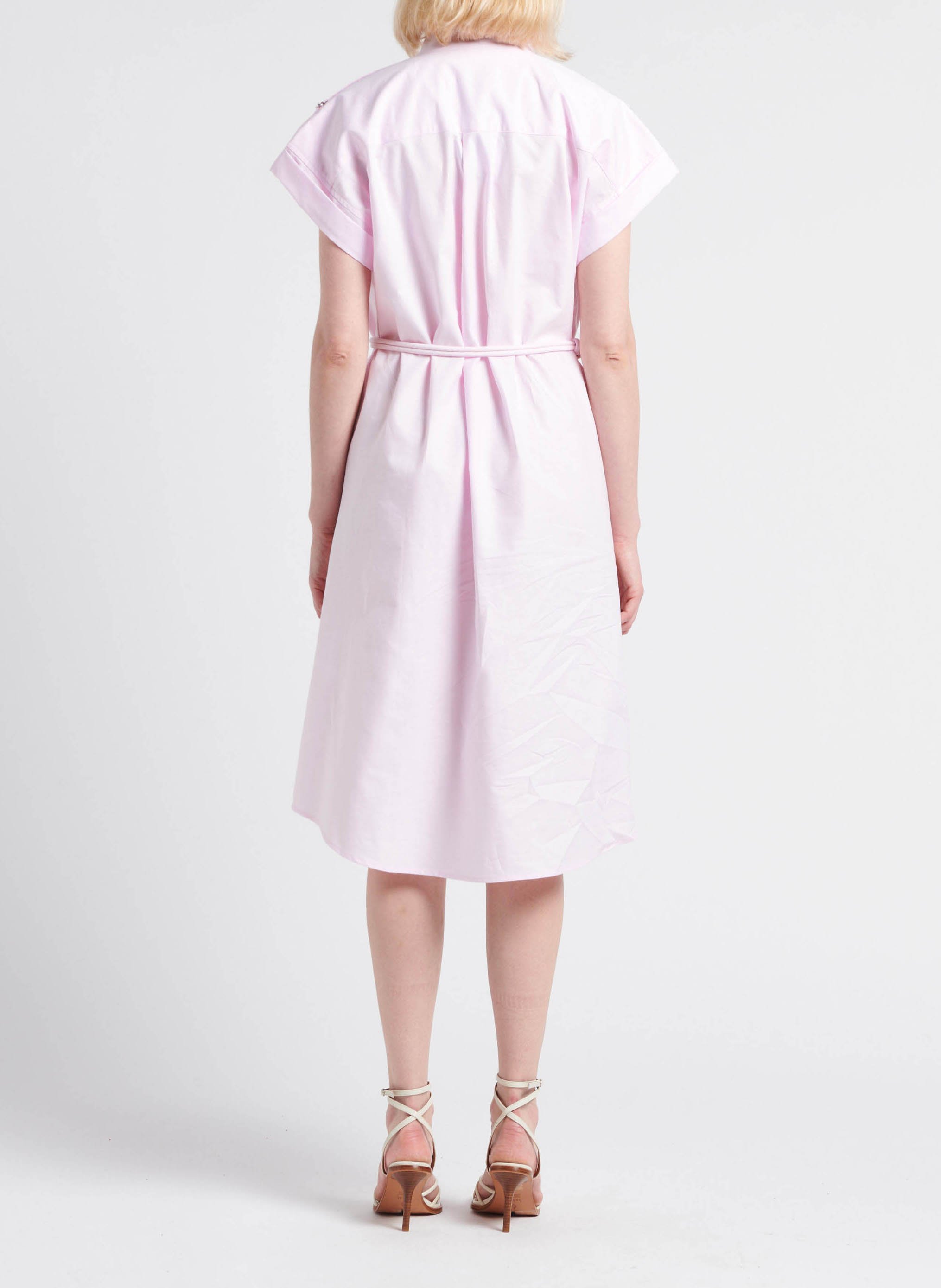 Halflange, asymmetrische jurk van biokatoen VALENTINE GAUTHIER Roze