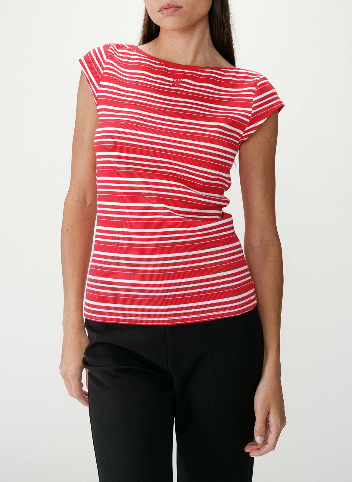 Tee-shirt à rayures col rond GRACE ET MILA Rot