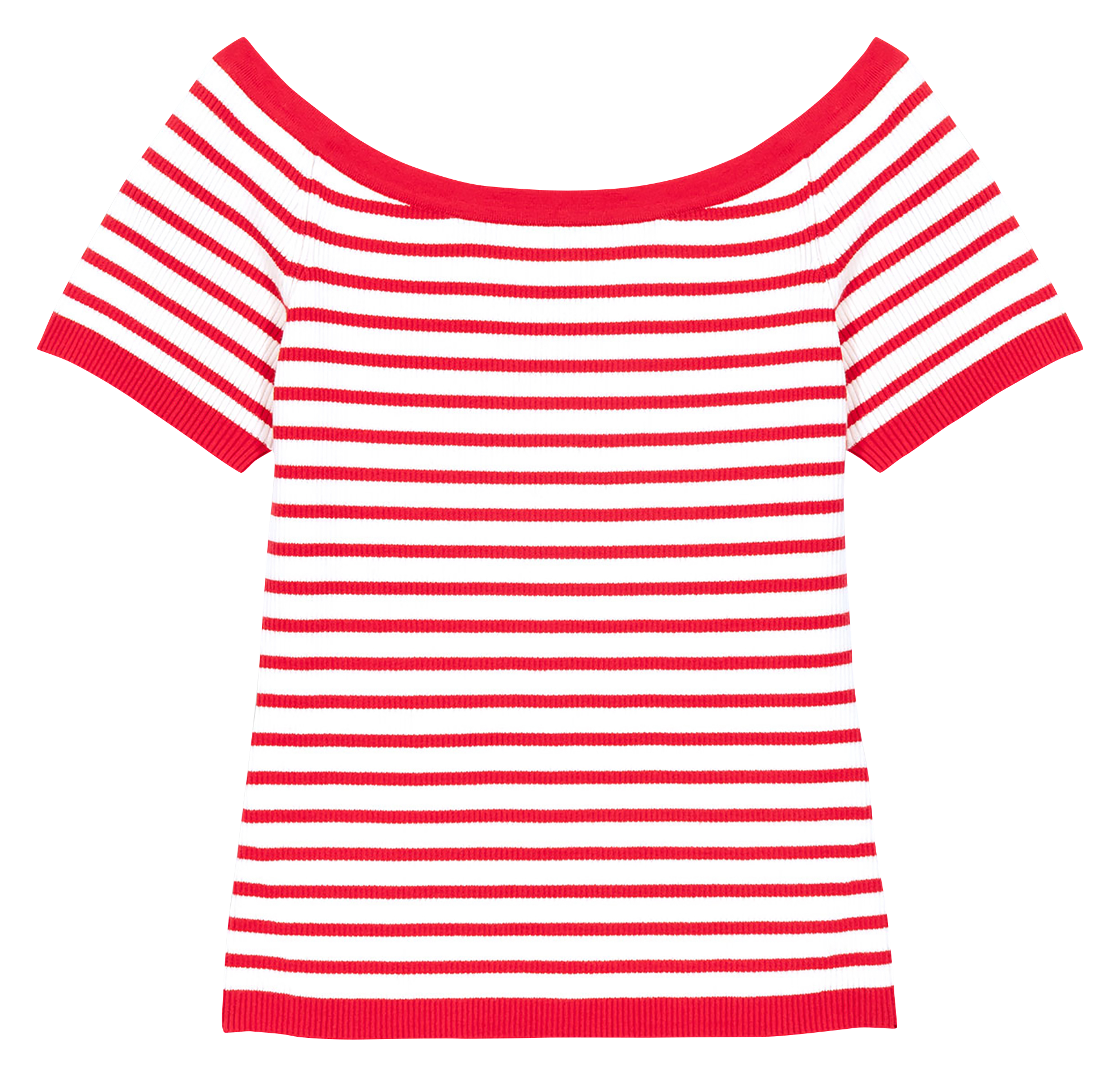 Tee-shirt col bateau à rayures MAJE Rouge