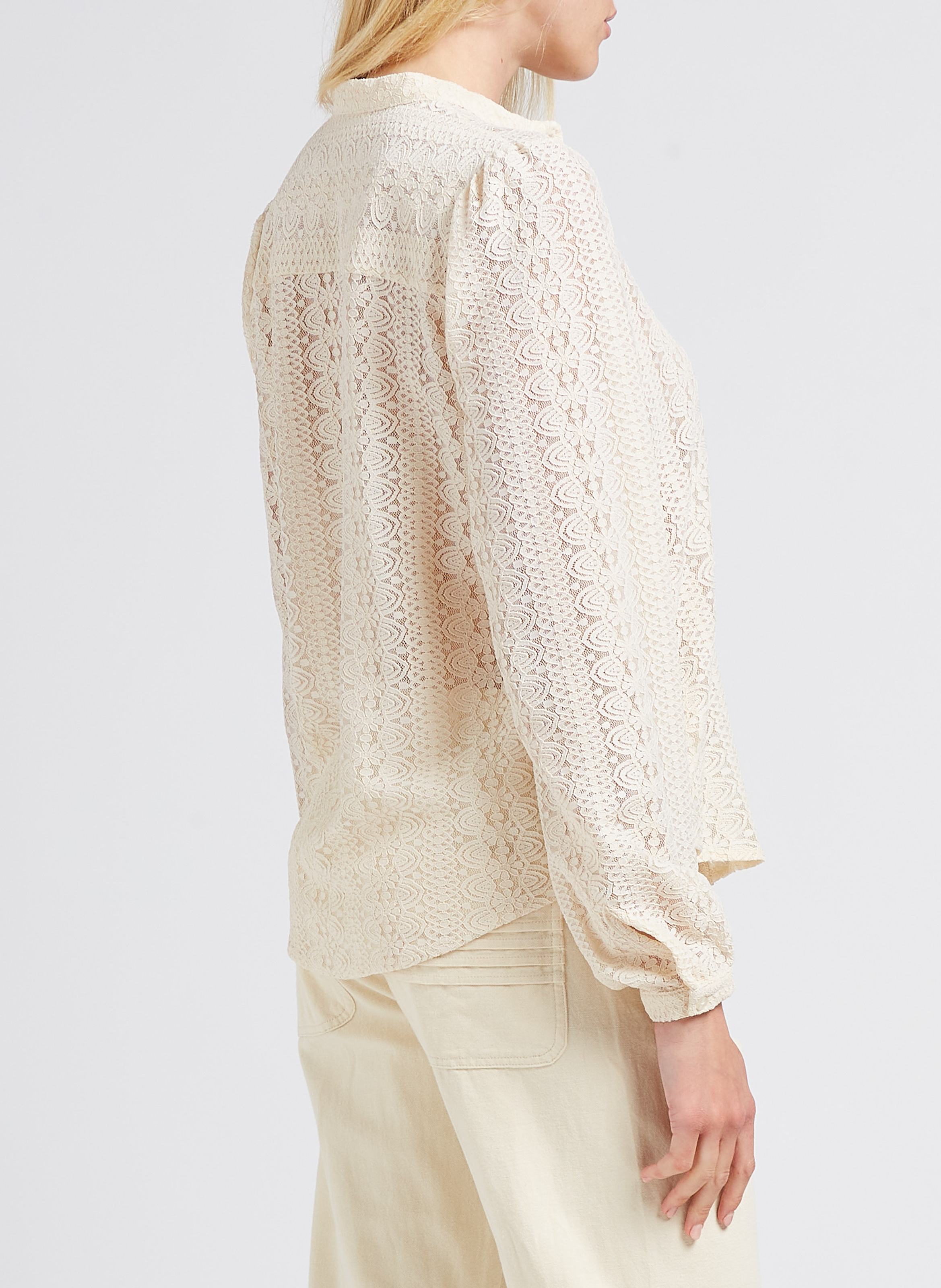 Embroidered blouse with mandarin collar VILA Beige