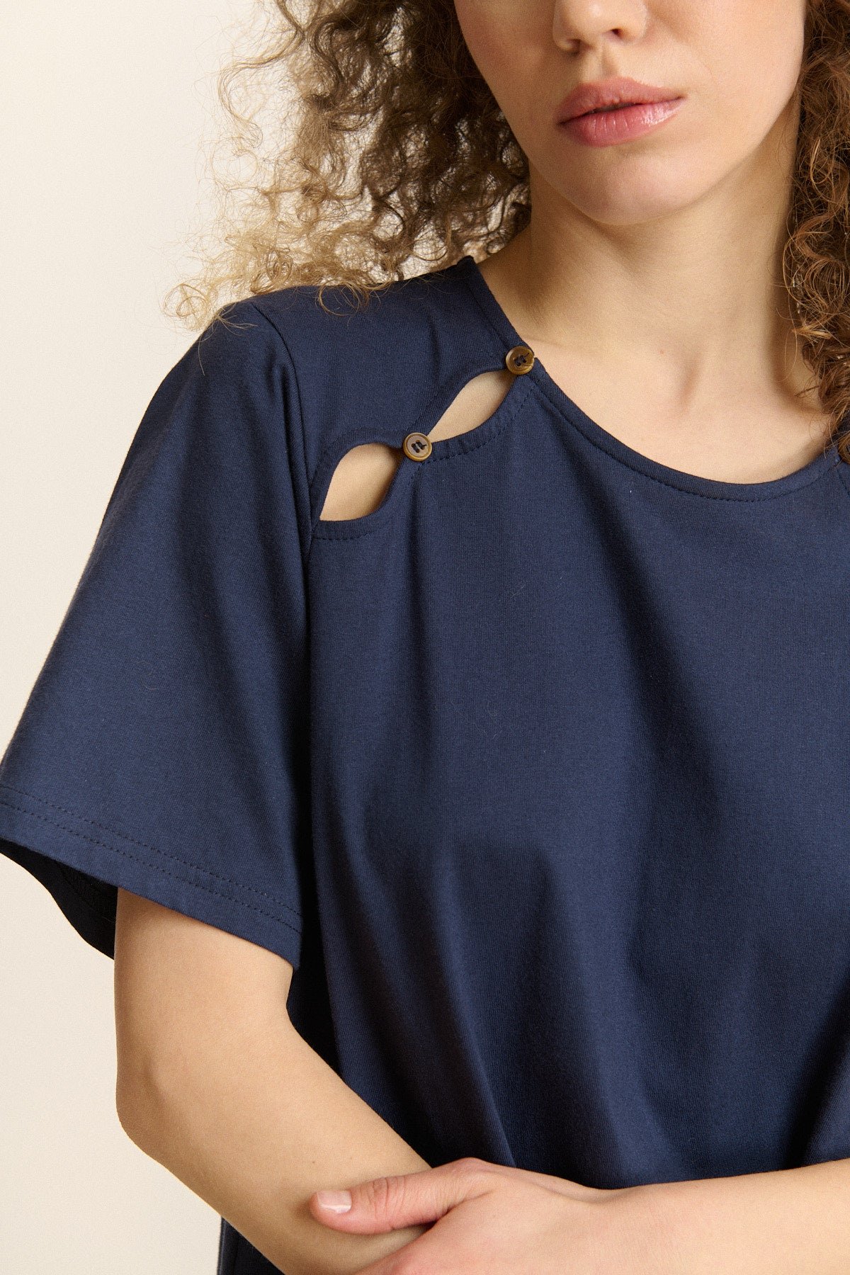 Short-sleeve midi jersey dress GARANCE PARIS Blue