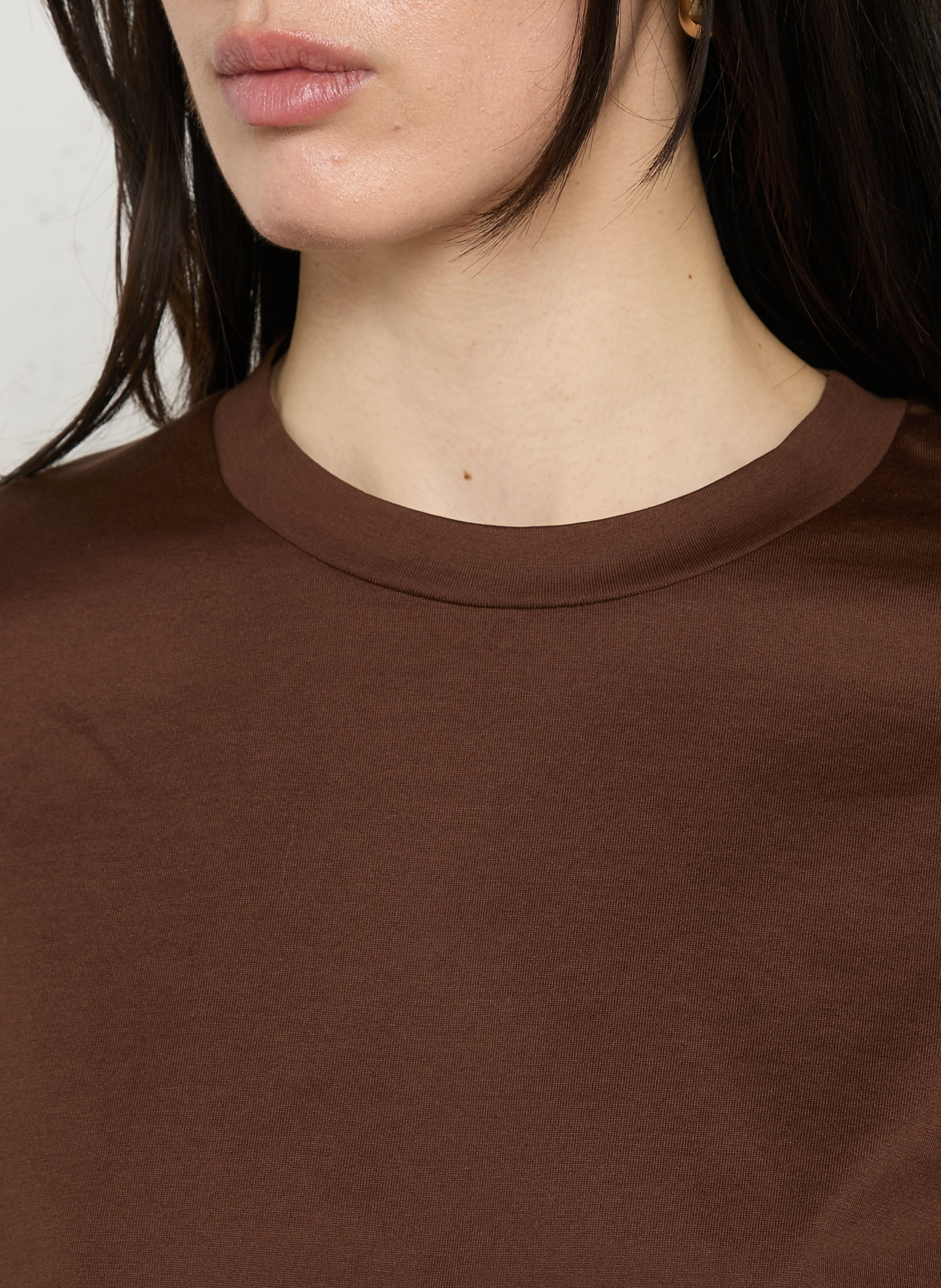 Regular-fit round-neck cotton T-shirt SOEUR Brown