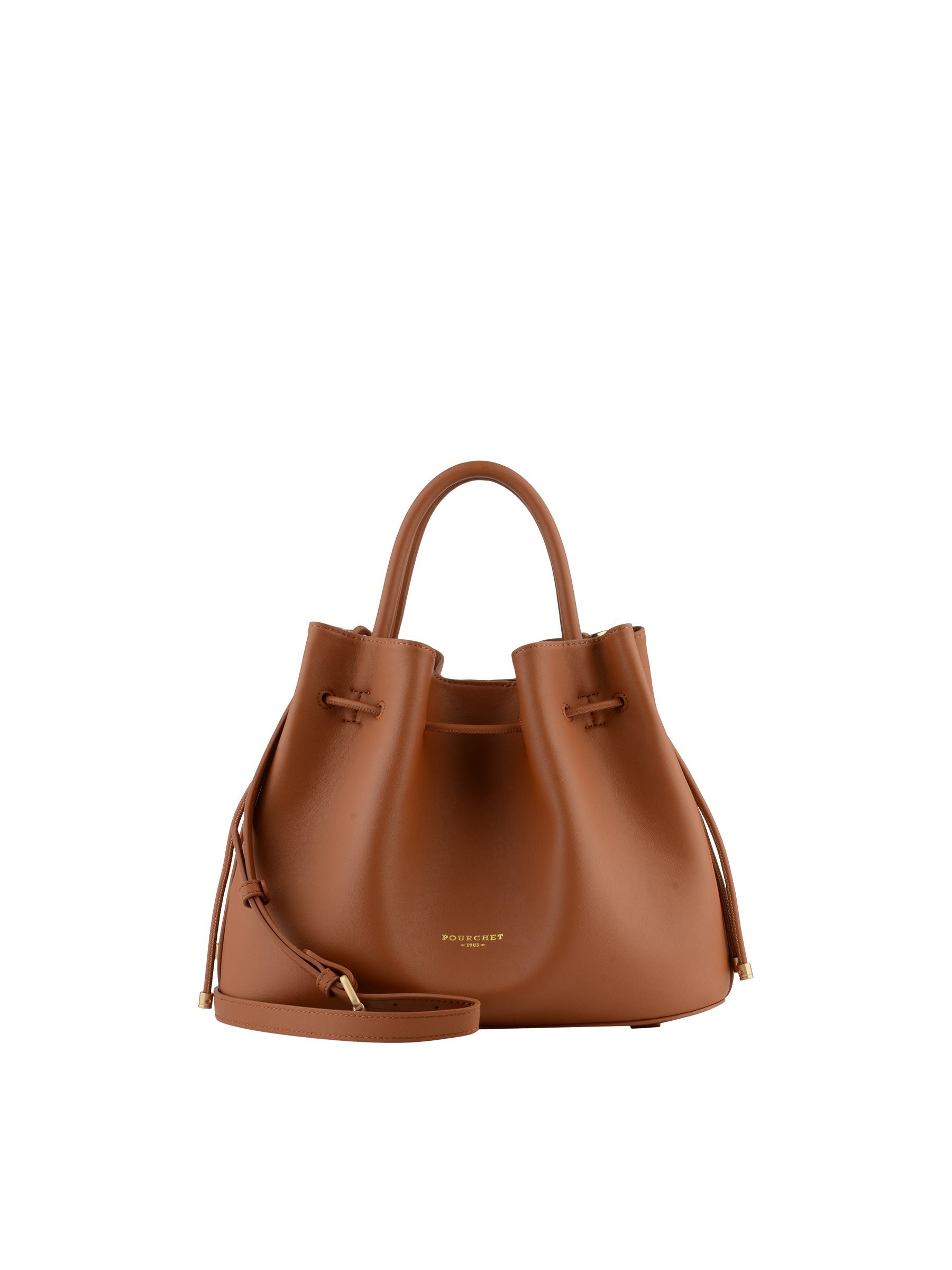 Calfskin leather handbag POURCHET Brown