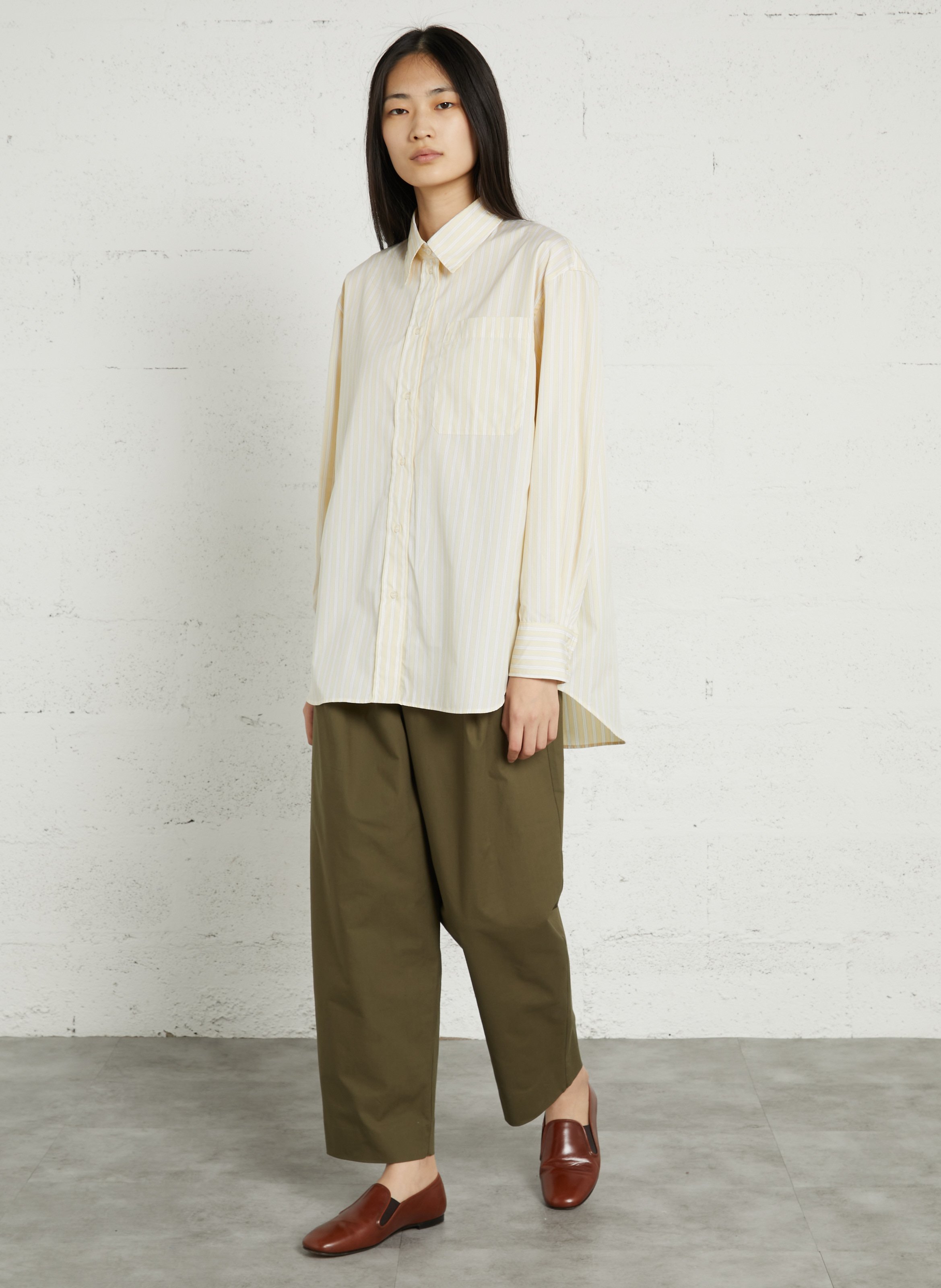 Chemise col classique en coton SOEUR Jaune