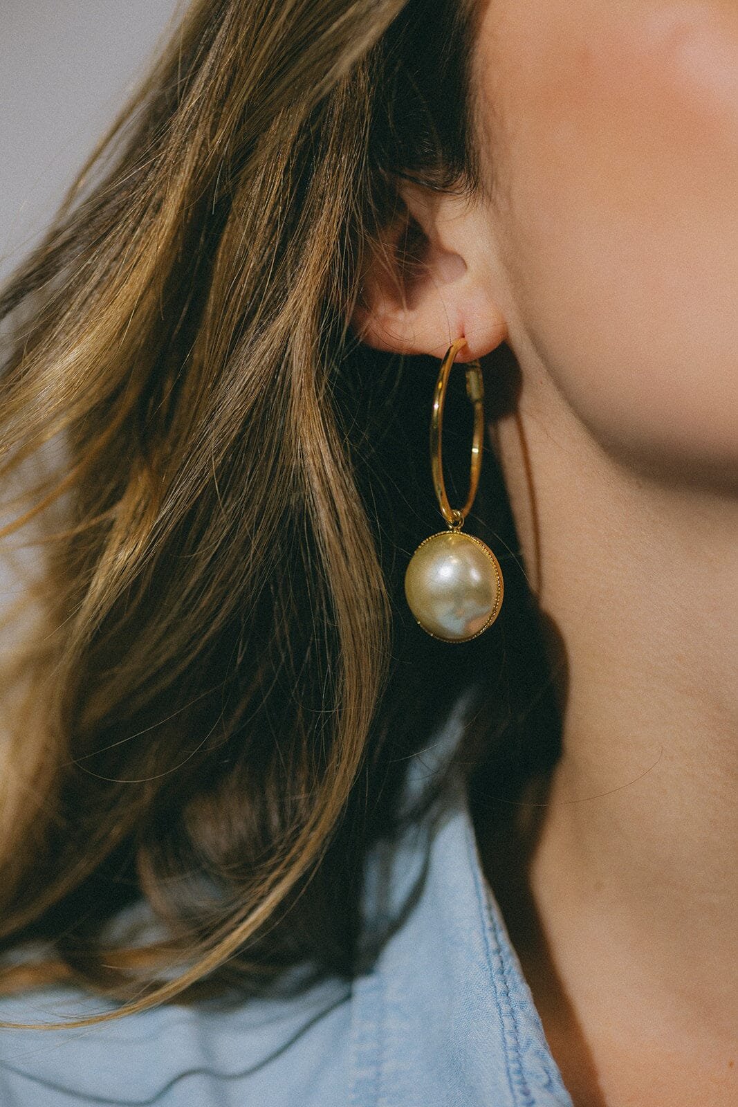 Small silver-plated pearl hoop earrings Silver