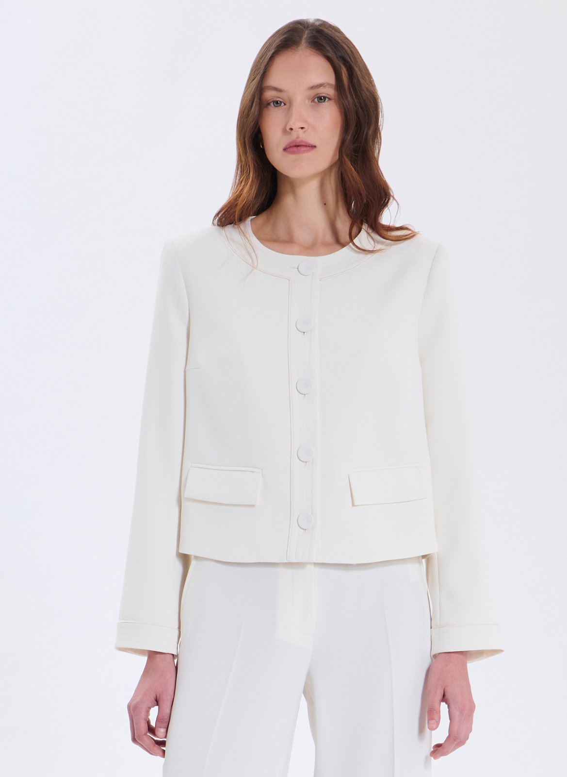 Chaqueta recta con cuello redondo ZAPA Blanco