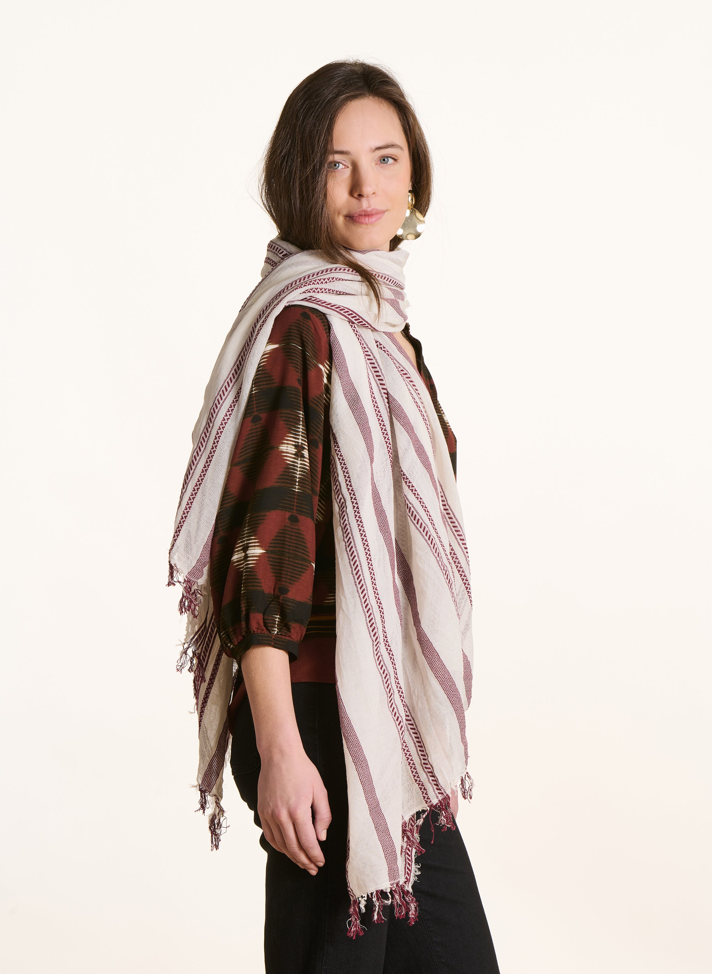 Cotton scarf LA FEE MARABOUTEE Brown