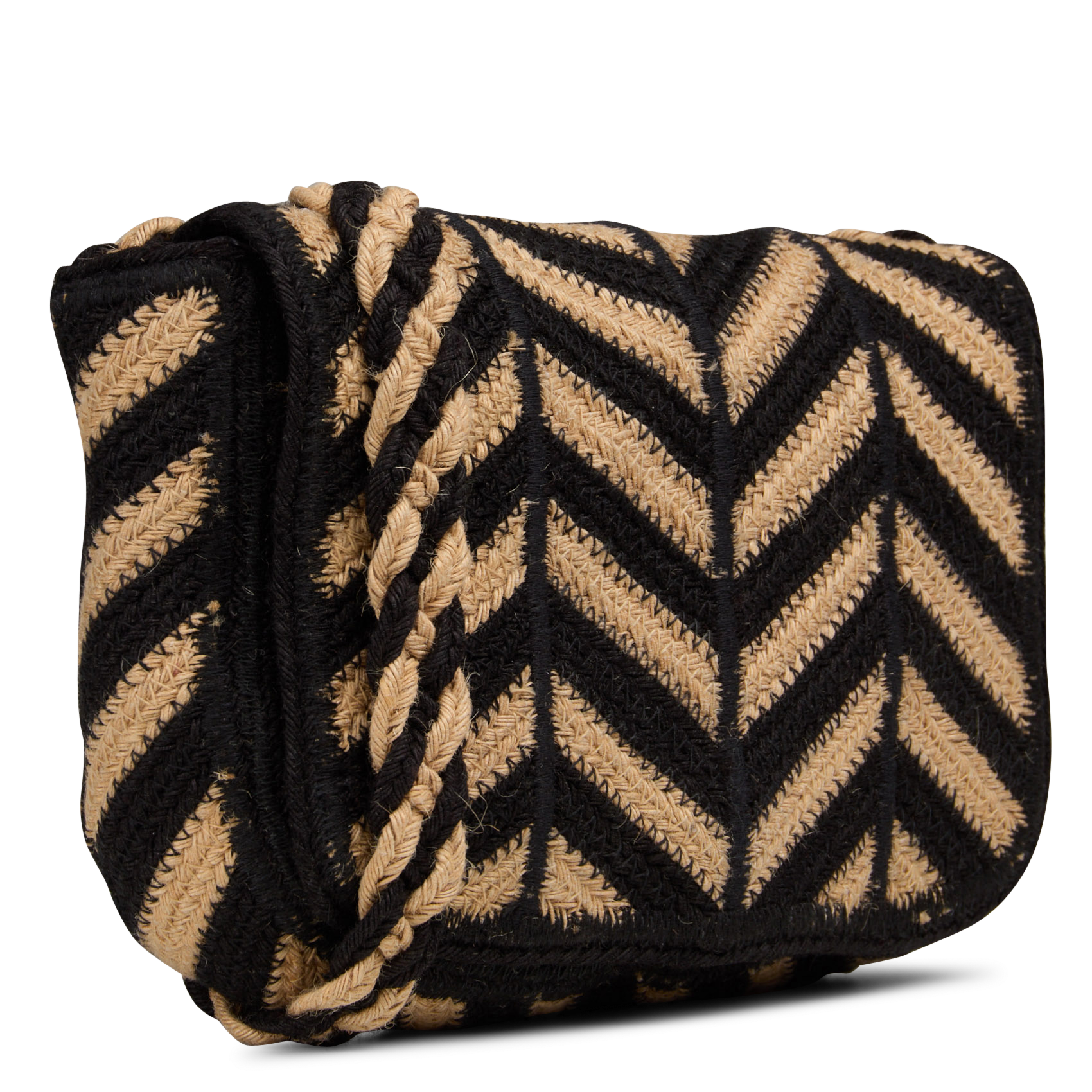 Umhängetasche mit Chevron-Muster aus Jute LA FEE MARABOUTEE Mehrfarbig