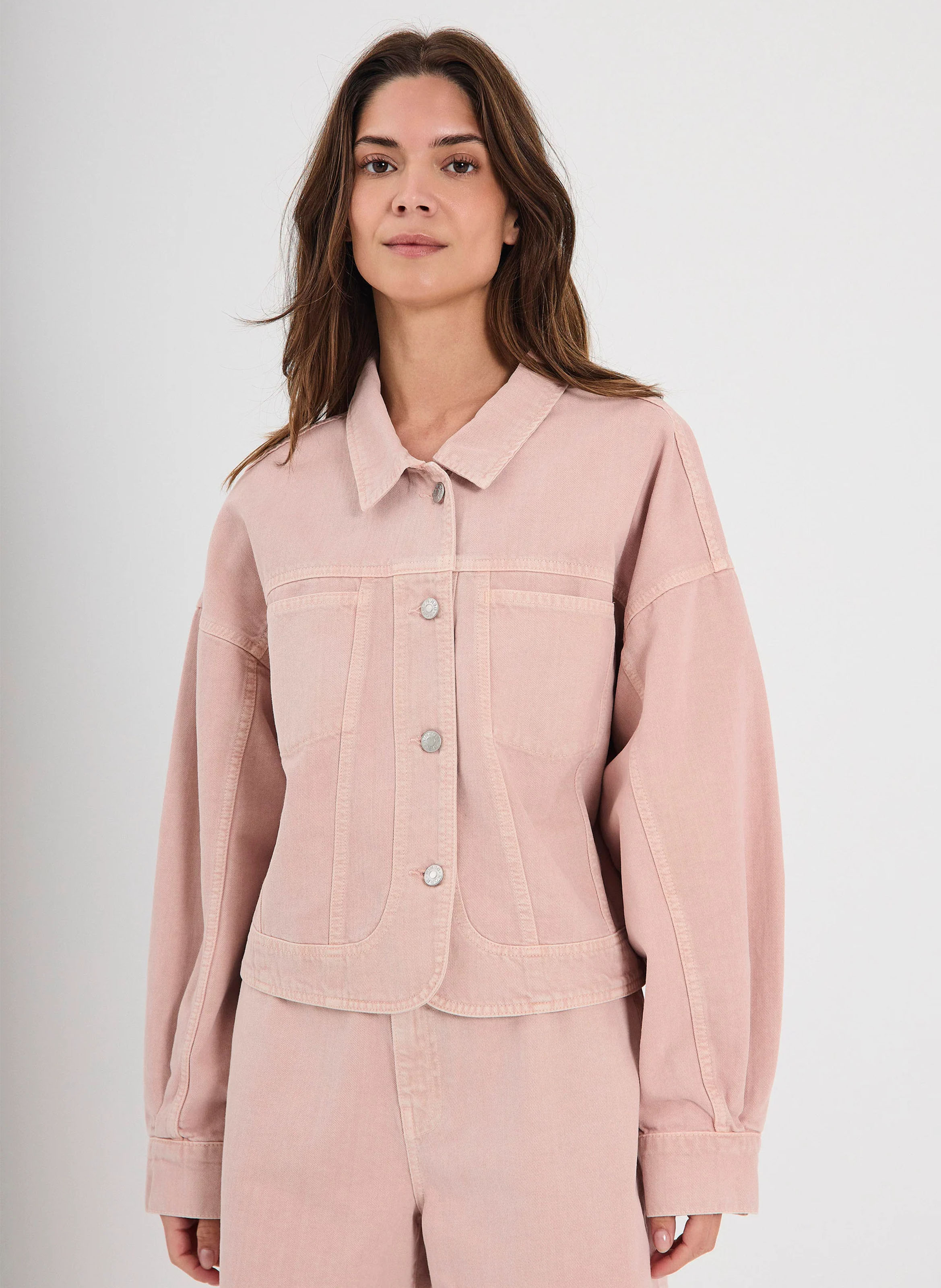 Jacke aus Bio-Baumwoll-Mix mit klassischem Kragen NORR Rosa