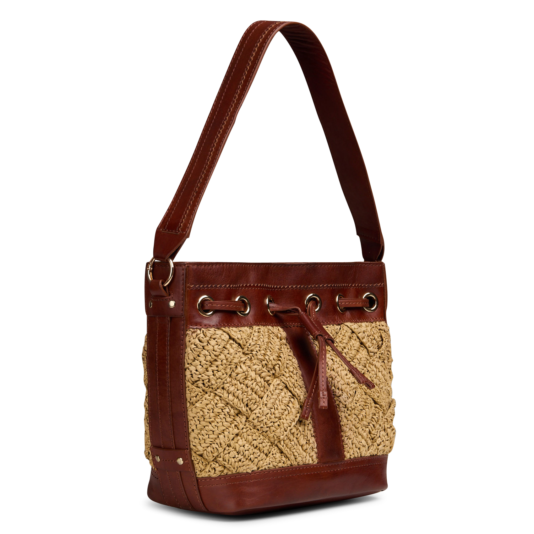 Buideltas van raffia en leer MAISON 123 Wit