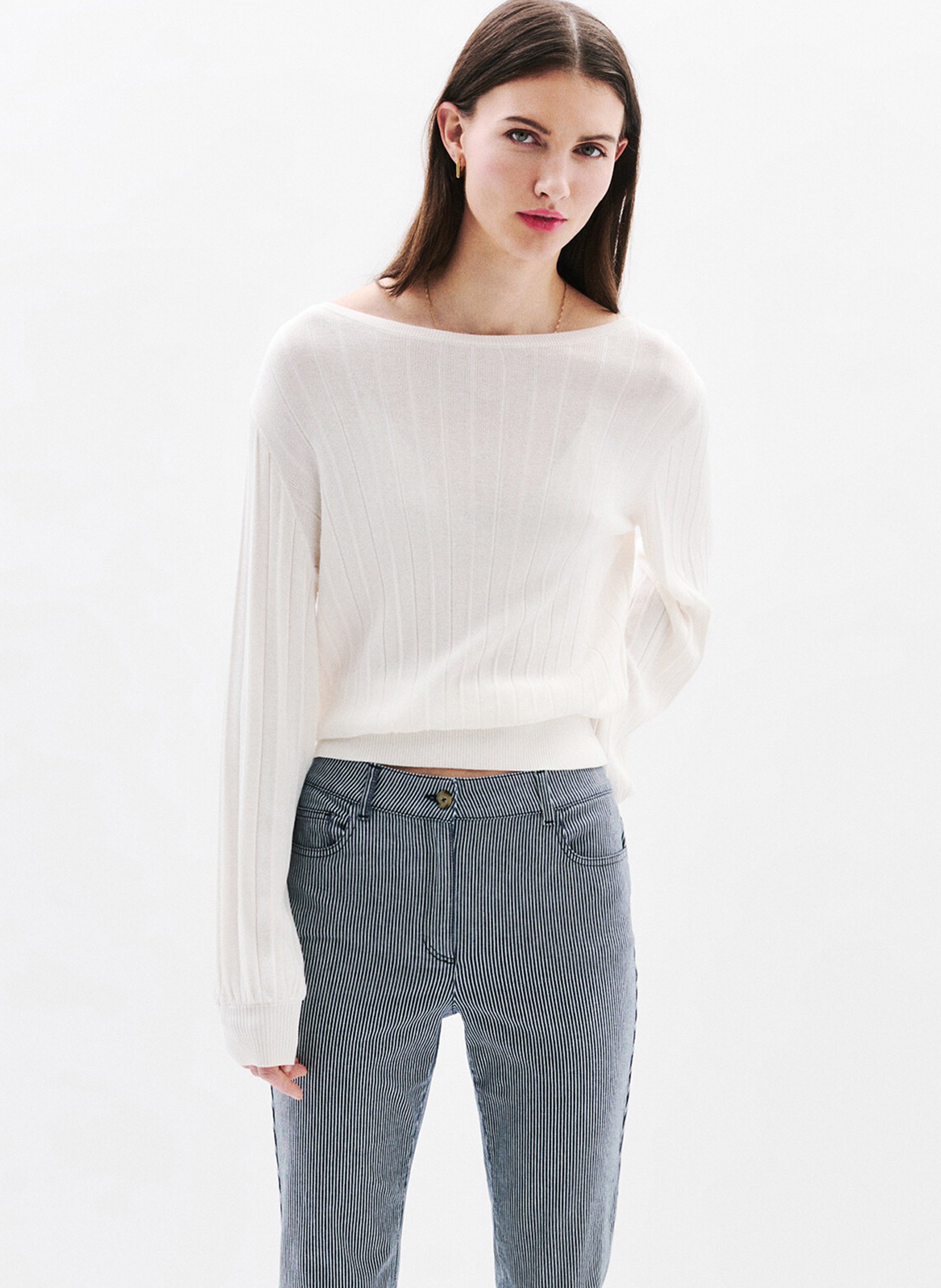 Striped cropped pants CAROLL Blue