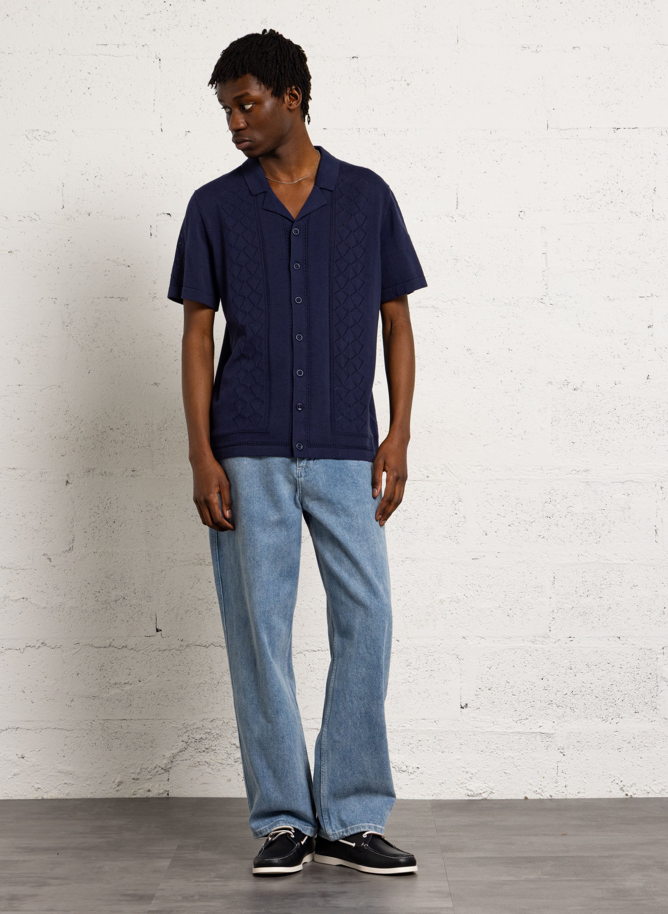 Chemise droite col classique en coton LE TEMPS DES CERISES Bleu