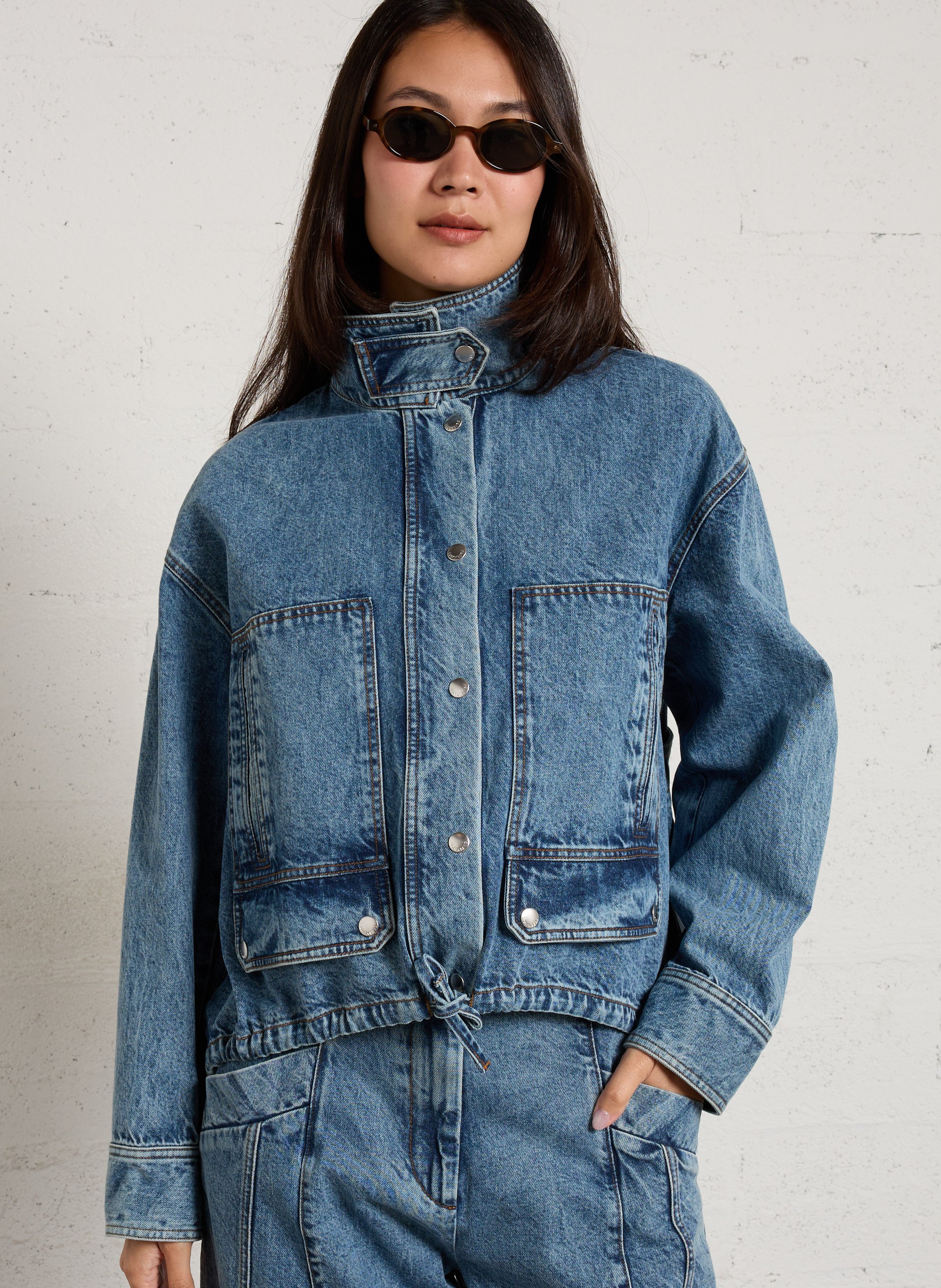 Baumwollblouson mit Stehkragen MARGAUX LONNBERG Blau