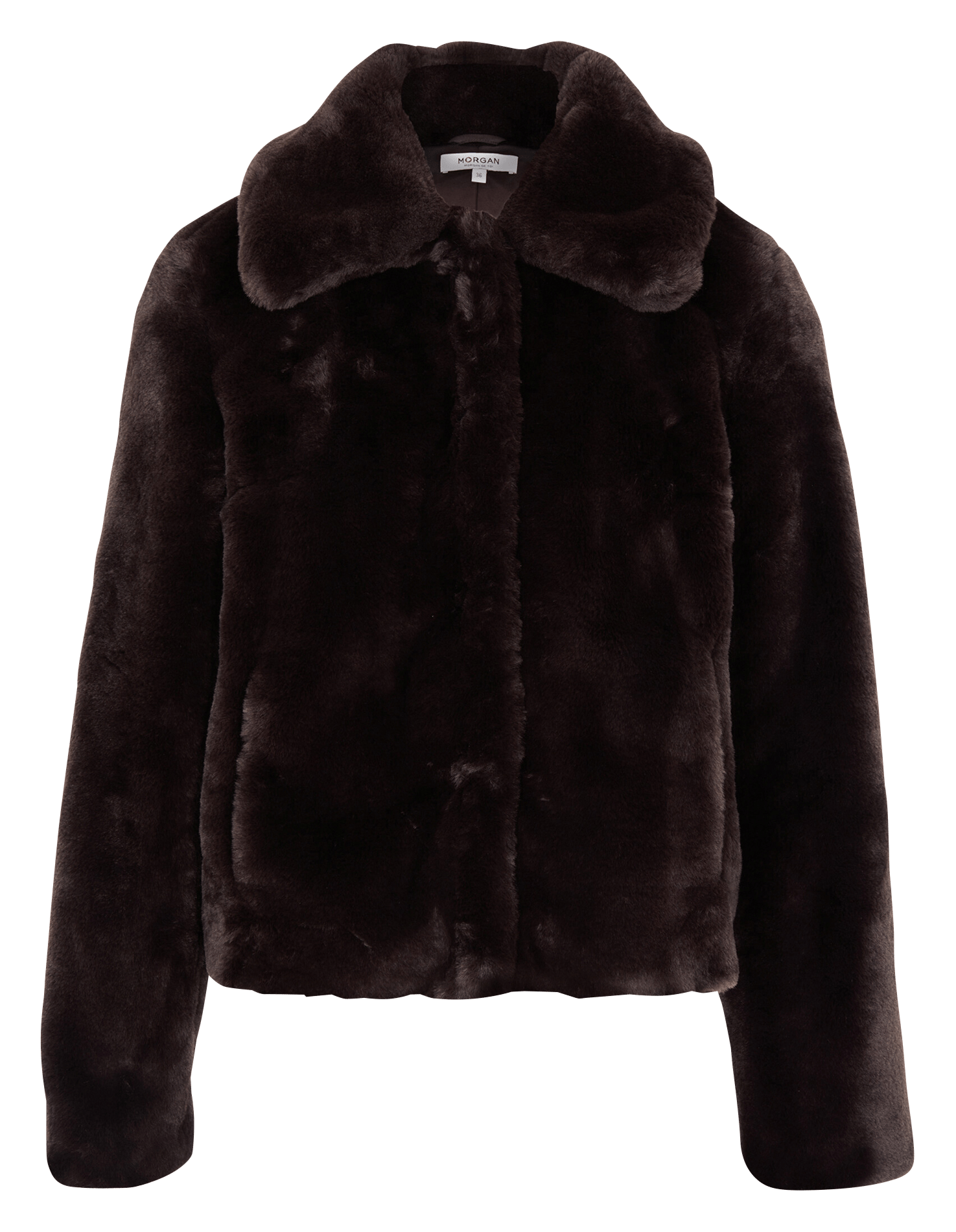 Manteau droit court effet fourrure MORGAN Marron